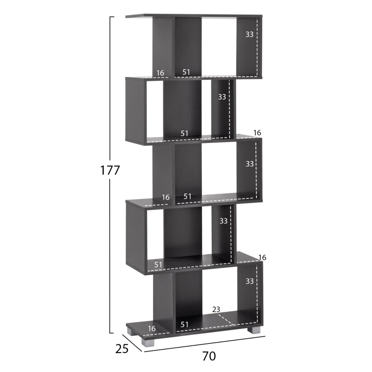 ΒΙΒΛΙΟΘΗΚΗ ΜΕΛΑΜΙΝΗΣ HM2385.10 ΓΚΡΙ 70x25x177Υ εκ. 2