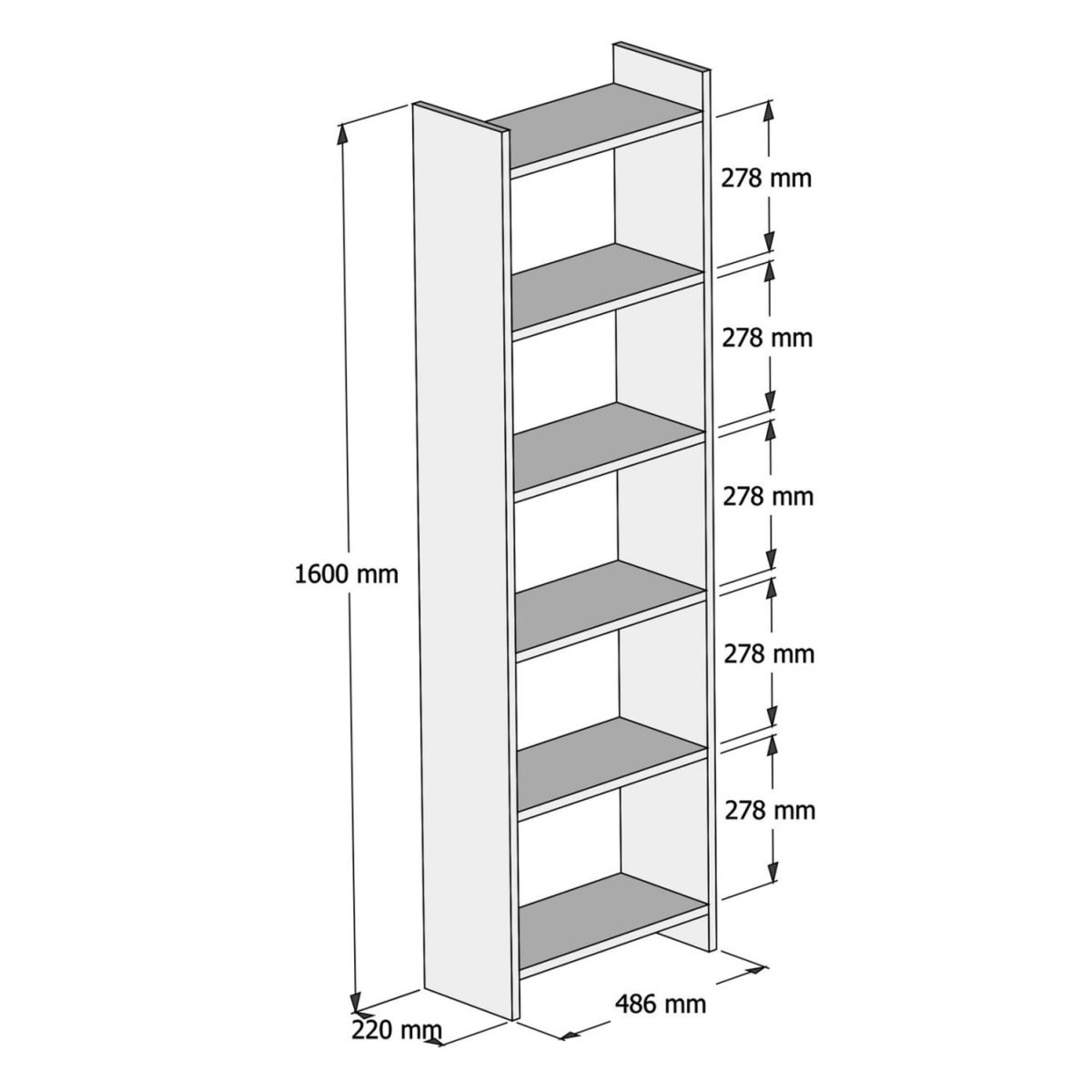 ΒΙΒΛΙΟΘΗΚΗ CLASSIKER HM9226.11 ΜΕΛΑΜΙΝΗΣ ΛΕΥΚH 48,5x22x160Υεκ. 2