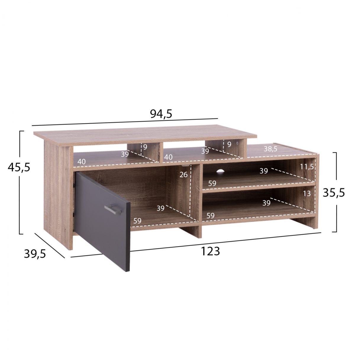 ΕΠΙΠΛΟ TV SCOTT HM8766.02 123x39,5x35,5-45,5Y εκ. SONAMA ΓΚΡΙ 2