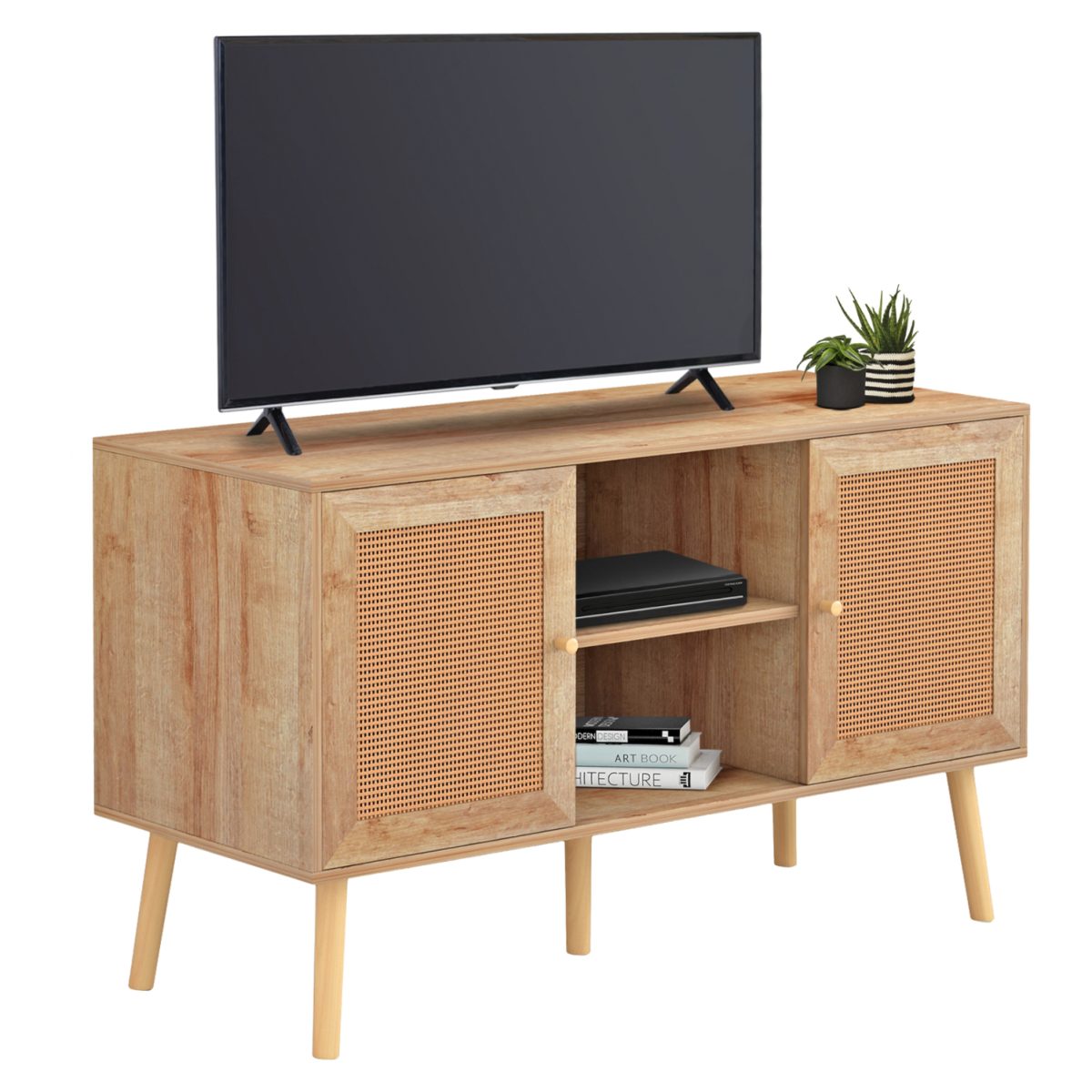 ΕΠΙΠΛΟ TV ΜΕΛΑΜΙΝΗΣ COLM ΜΕ ΠΟΡΤΕΣ RATTAN HM9223.11 ΣΕ ΧΡΩΜΑ ΦΥΣΙΚΟ 120x39x56,5Υεκ. 1