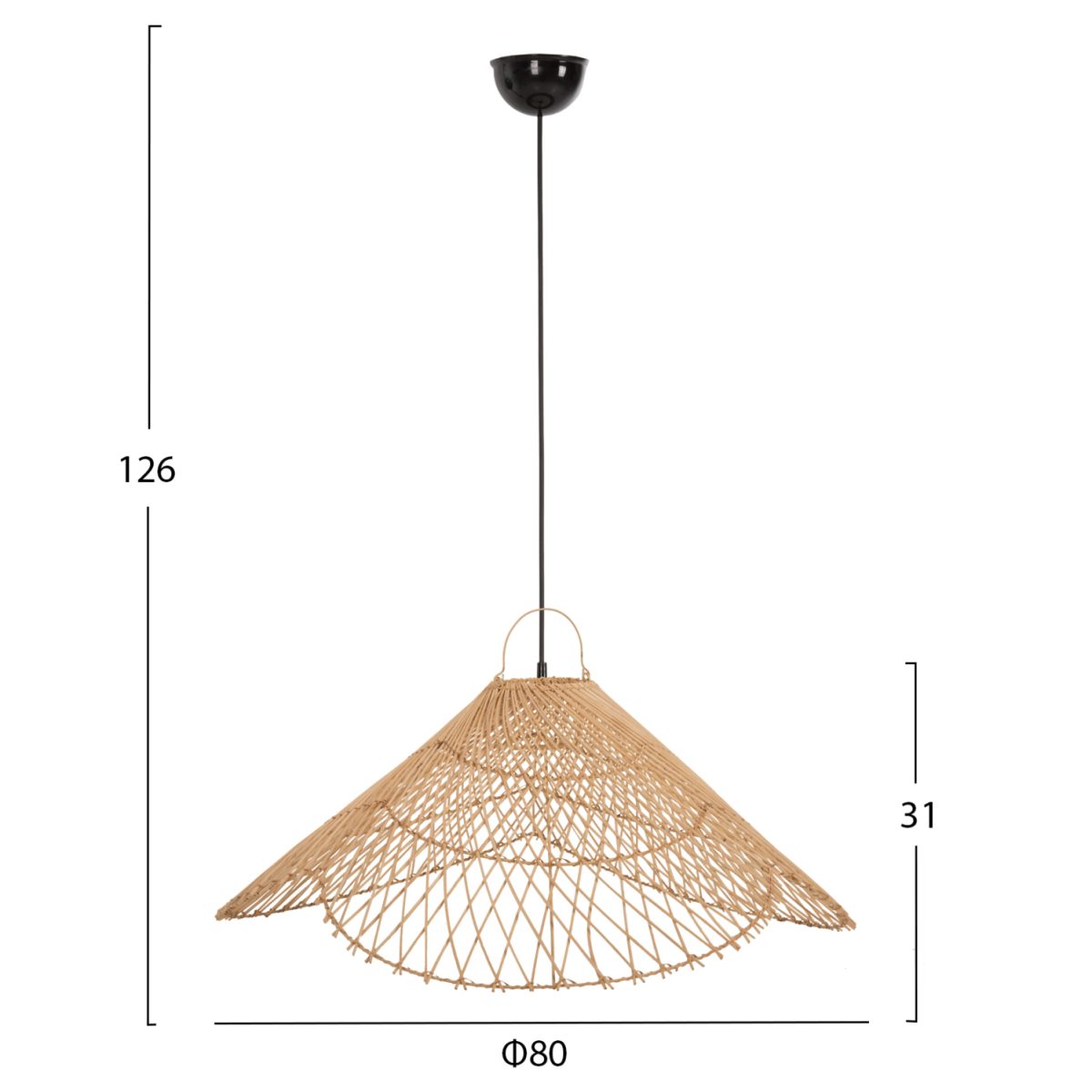 ΦΩΤΙΣΤΙΚΟ ΟΡΟΦΗΣ ΚΡΕΜΑΣΤΟ HM7879.02 RATTAN ΣΕ ΦΥΣΙΚΟ ΧΡΩΜΑ Φ80x126Υ εκ. 2