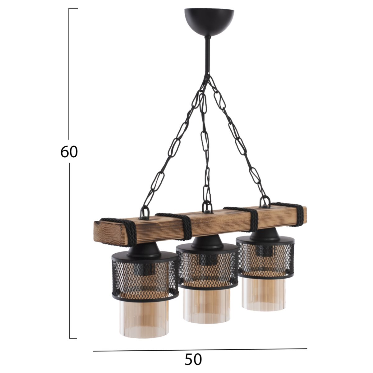 ΦΩΤΙΣΤΙΚΟ ΟΡΟΦΗΣ ΤΡΙΦΩΤΟ ΜΕ ΑΛΥΣΙΔΑ ΞΥΛΟ ΚΑΙ ΜΕΤΑΛΛΙΚΑ ΚΑΠΕΛΑ 50x12x60Y εκ.HM7699.01 2