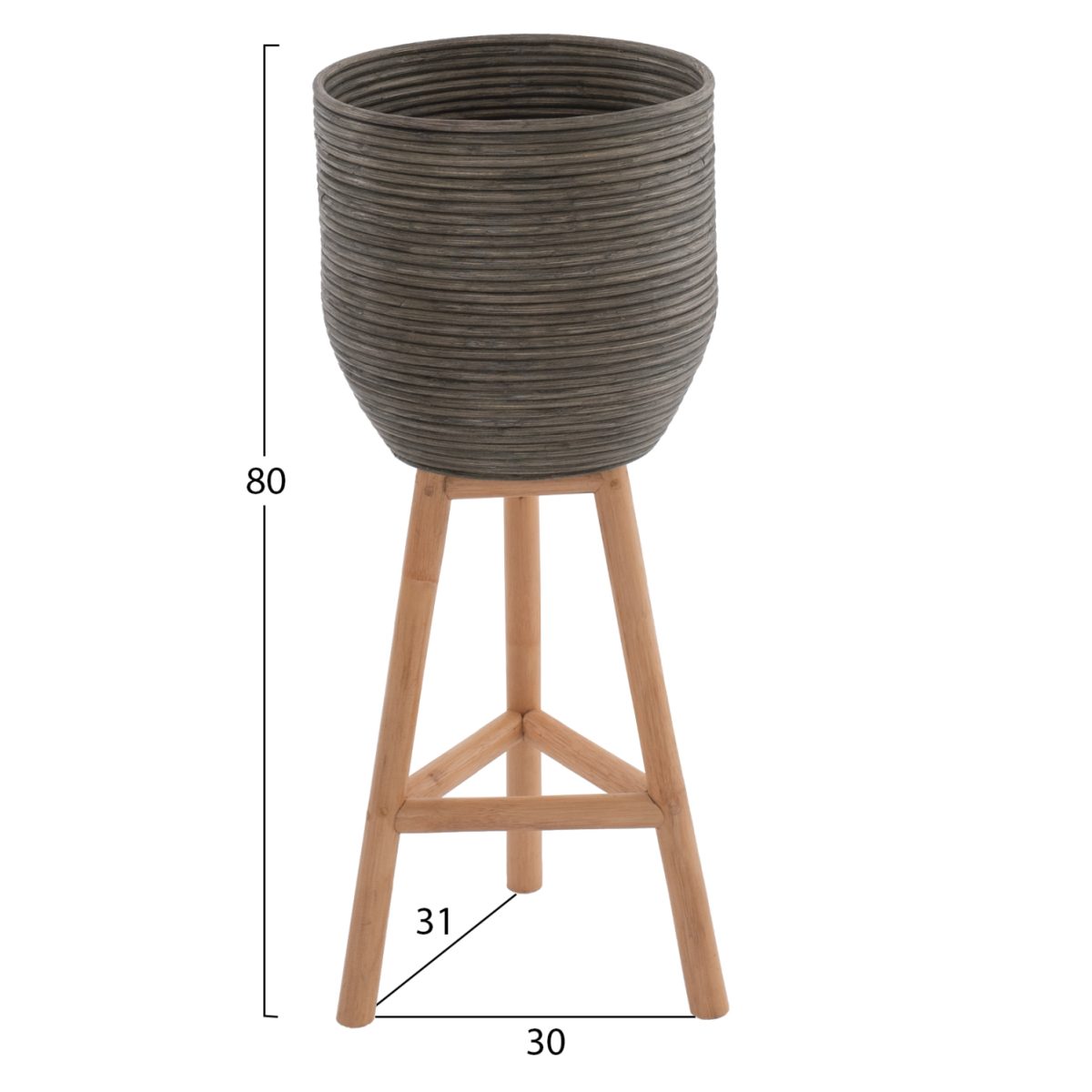 ΓΛΑΣΤΡΑ ΑΠΟ RATTAN ΚΑΙ BAMBOO HM7815 31x30x80Yεκ. ΦΥΣΙΚΟ - ΠΡΑΣΙΝΟ 2