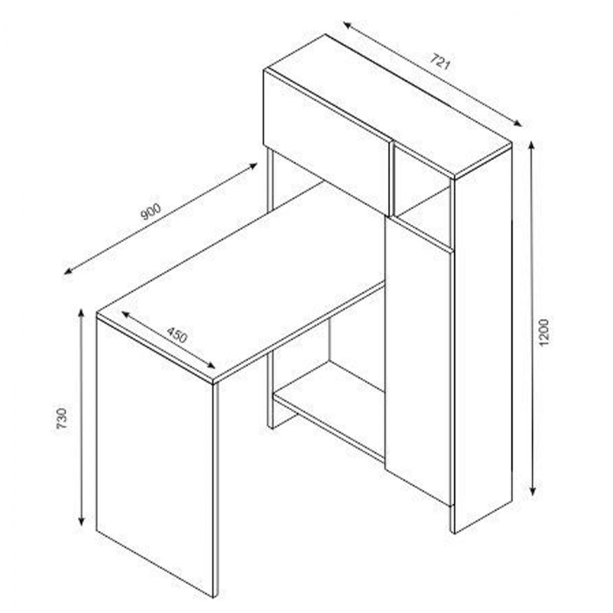 ΓΡΑΦΕΙΟ ΜΕ ΒΙΒΛΙΟΘΗΚΗ ALCOTT HM9087.01 ΛΕΥΚΟ ΚΑΡΥΔΙ 90x72,1x120Y εκ. 2