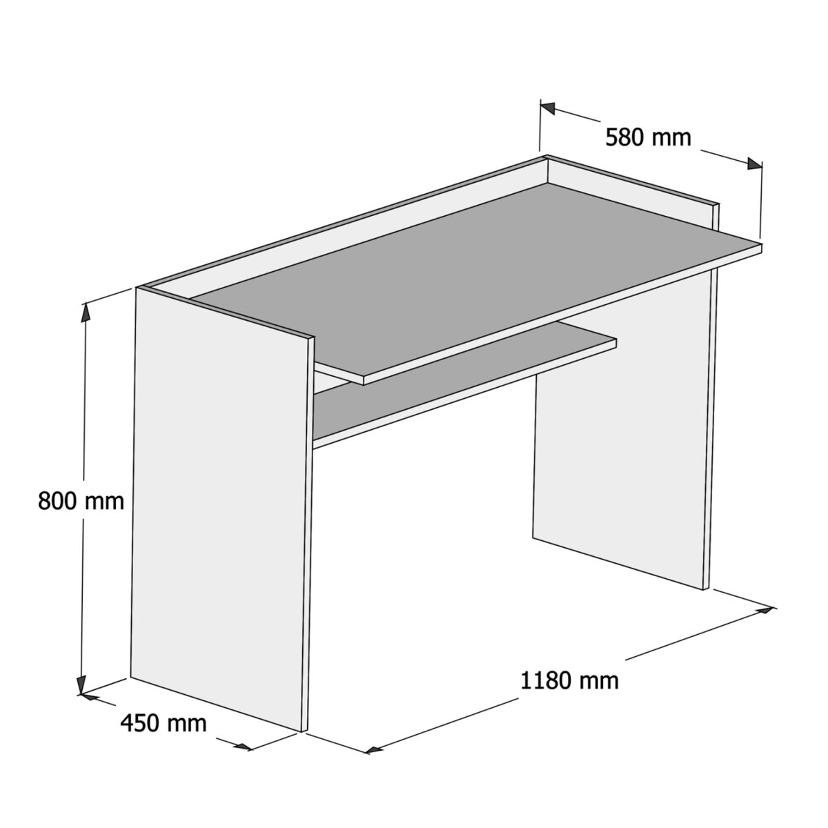 ΓΡΑΦΕΙΟ ΜΕΛΑΜΙΝΗΣ ΓΚΡΙ ΛΕΥΚΟ HM9227.13 118x58x80Υεκ. 2