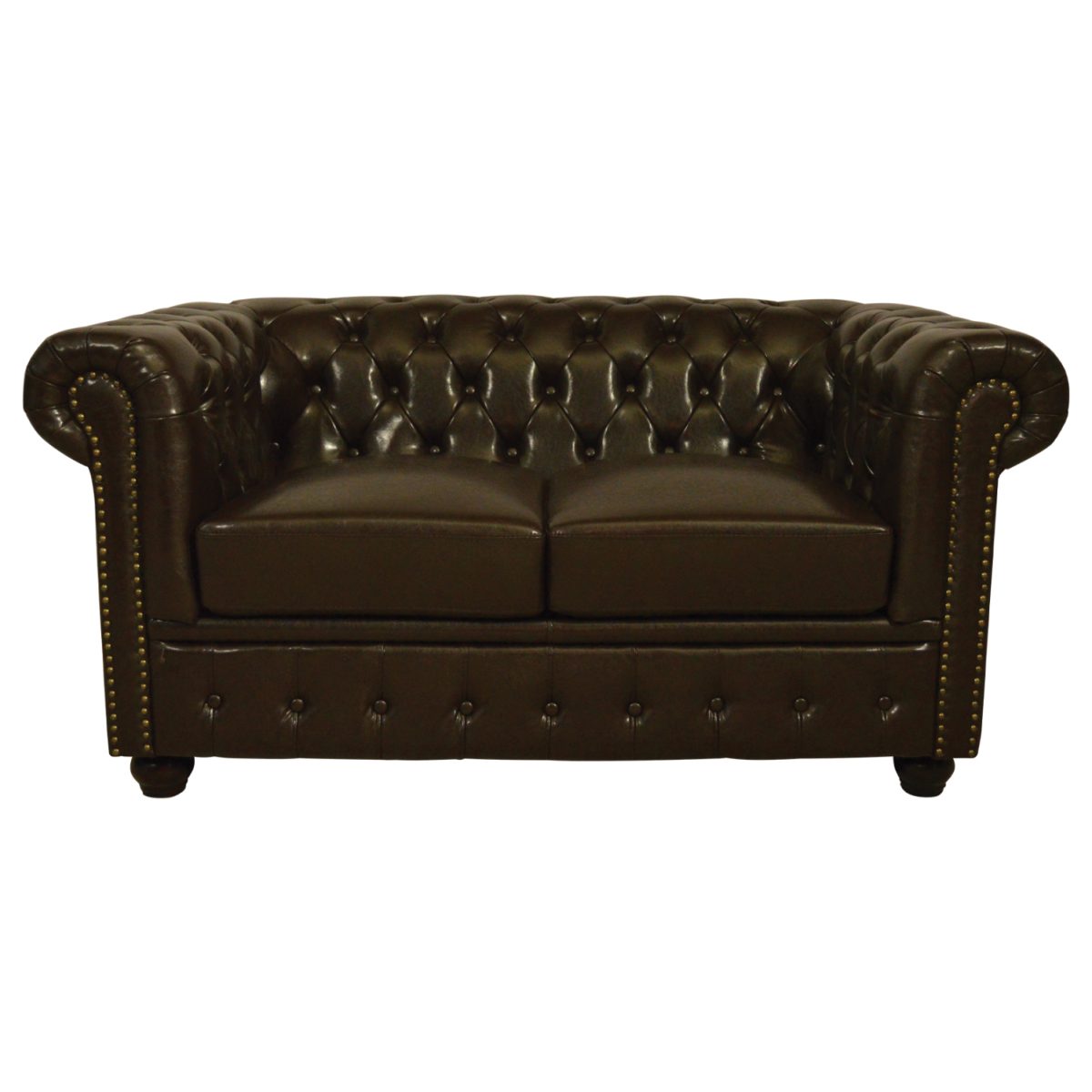 ΚΑΝΑΠΕΣ 2ΘΕΣΙΟΣ T.CHESTERFIELD HM3010.01 ΤΕΧΝΟΔΕΡΜΑ ΣΚΟΥΡΟ ΚΑΦΕ 155x90x73 εκ. 1