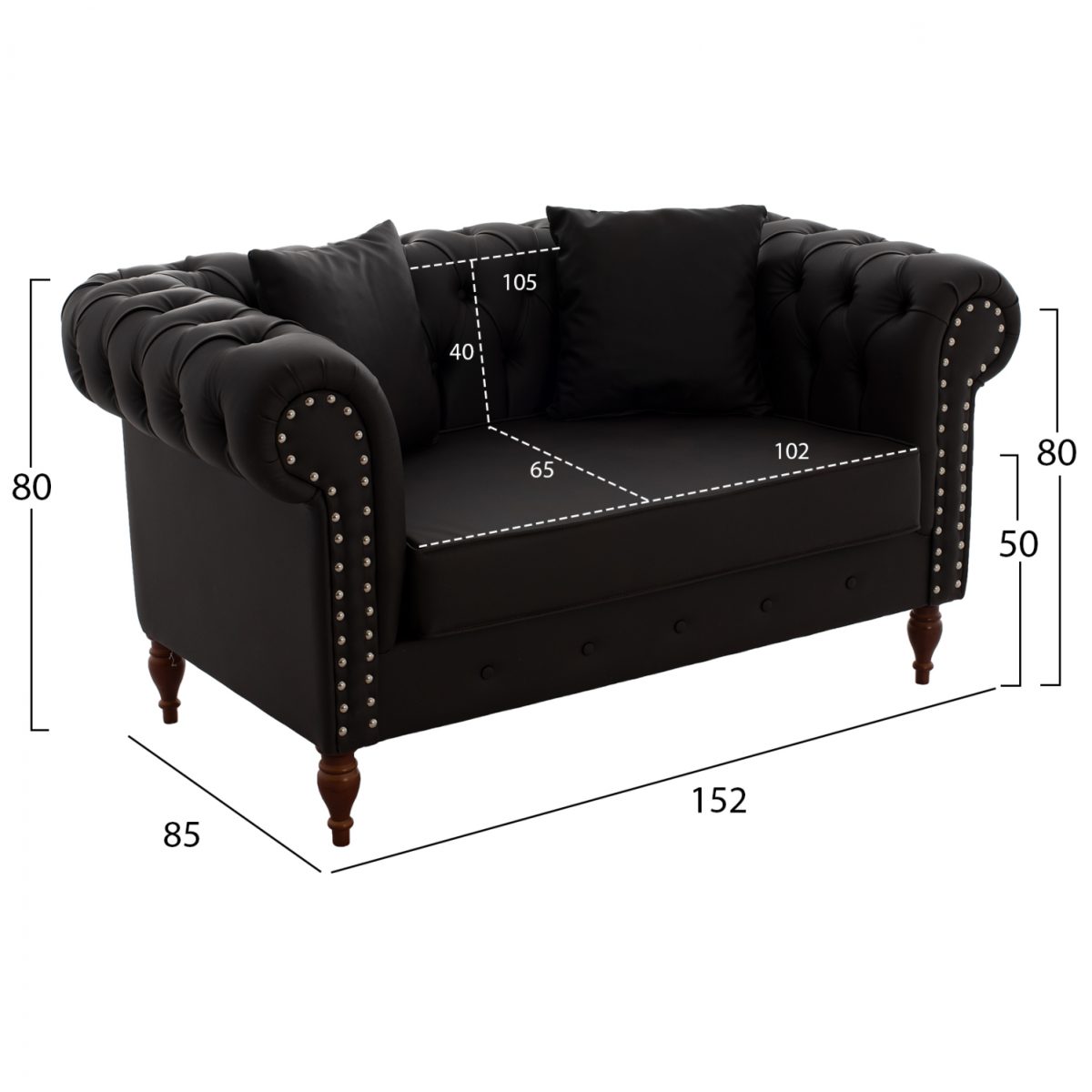 ΚΑΝΑΠΕΣ 2ΘΕΣΙΟΣ Τ. CHESTERFIELD CIELLE ΣΕ ΧΡΩΜΑ ΚΑΦΕ HM3184.03 152x85x80 εκ. 2