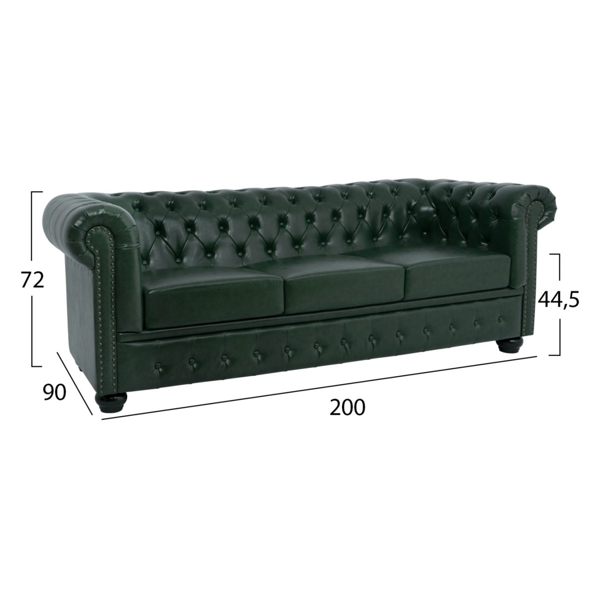 ΚΑΝΑΠΕΣ 3ΘΕΣΙΟΣ T.CHESTERFIELD HM3009.08 ΤΕΧΝΟΔΕΡΜΑ ΚΥΠΑΡΙΣΣΙ 208x90x73 εκ. 2