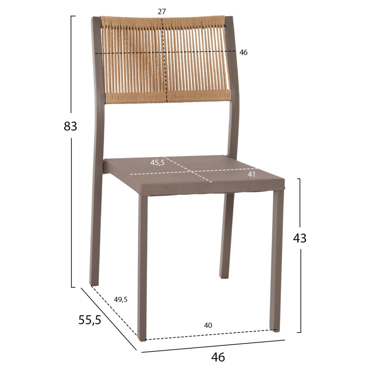 ΚΑΡΕΚΛΑ ΑΛΟΥΜΙΝΙΟΥ ΣΑΜΠΑΝΙ ΜΕ RATTAN & TEXTLINE HM5921.03 46x55,5x83 εκ. 2