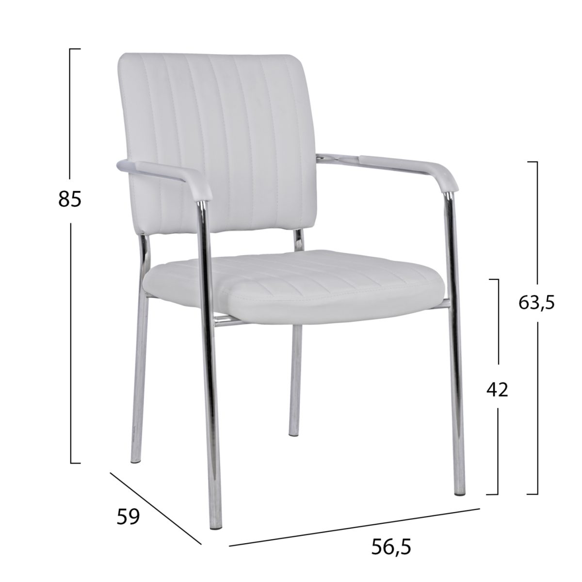 ΚΑΡΕΚΛΑ QUESTA ΜΕ ΜΠΡΑΤΣΑ HM1070.02 ΛΕΥΚΗ 56,5x59x85 cm 2