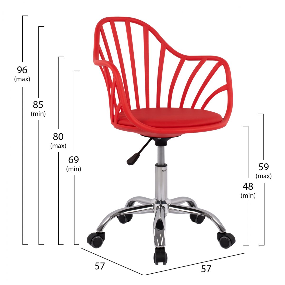 ΚΑΡΕΚΛΑ ΓΡΑΦΕΙΟΥ BECKY HM8457.04 ΣΕ ΚΟΚΚΙΝΟ ΧΡΩΜΑ 57Χ57Χ96 ΕΚ 2