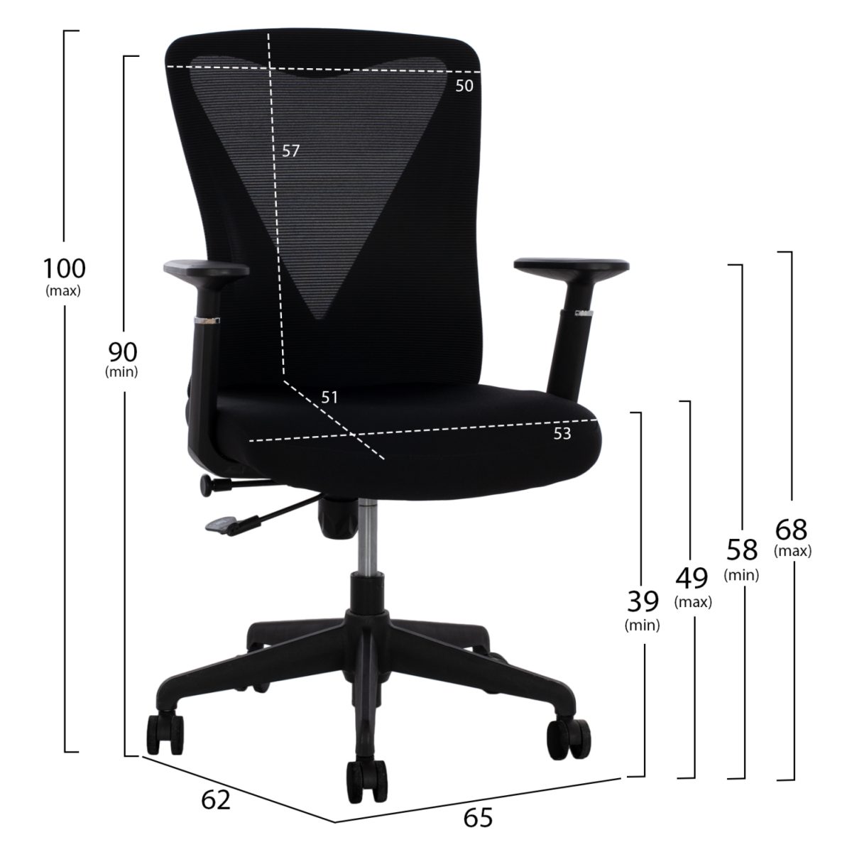 ΚΑΡΕΚΛΑ ΓΡΑΦΕΙΟΥ SUPERIOR ΜΑΥΡΟ HM1170.01 65x62x100 εκ. 2