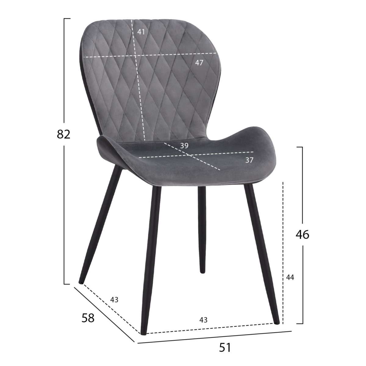 ΚΑΡΕΚΛΑ ADALYN ΜΕ ΜΑΥΡΟ PU ΚΑΙ ΓΚΡΙ ΒΕΛΟΥΔΟ HM8729.01 51x58x82Υ εκ. 2