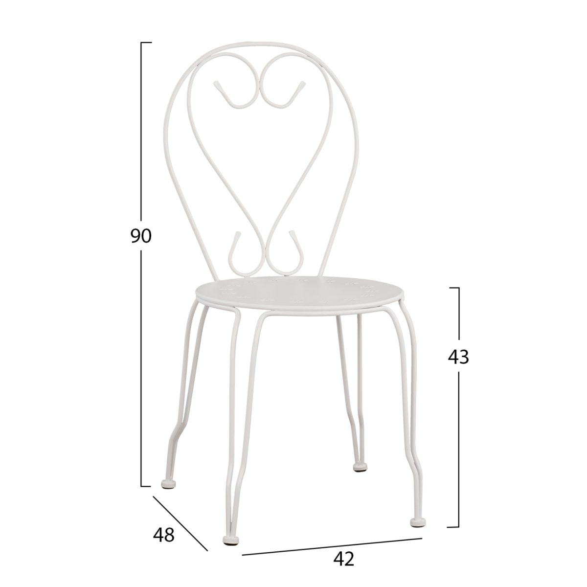 ΚΑΡΕΚΛΑ ΜΕΤΑΛΛΙΚΗ AMORE ΛΕΥΚΗ 42x48x90 εκ. HM5007.12 2