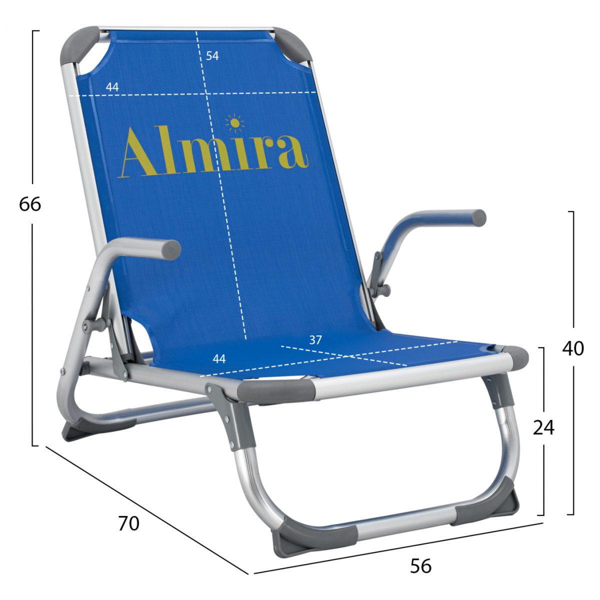 ΚΑΡΕΚΛΑΚΙ ΠΑΡΑΛΙΑΣ ΨΗΛΗ ΠΛΑΤΗ ALMIRA HM5053.01 ΒΑΡΕΩΣ ΤΥΠΟΥ ΜΠΛΕ ΑΛΟΥΜΙΝΙΟΥ 56x70x66 cm. 2