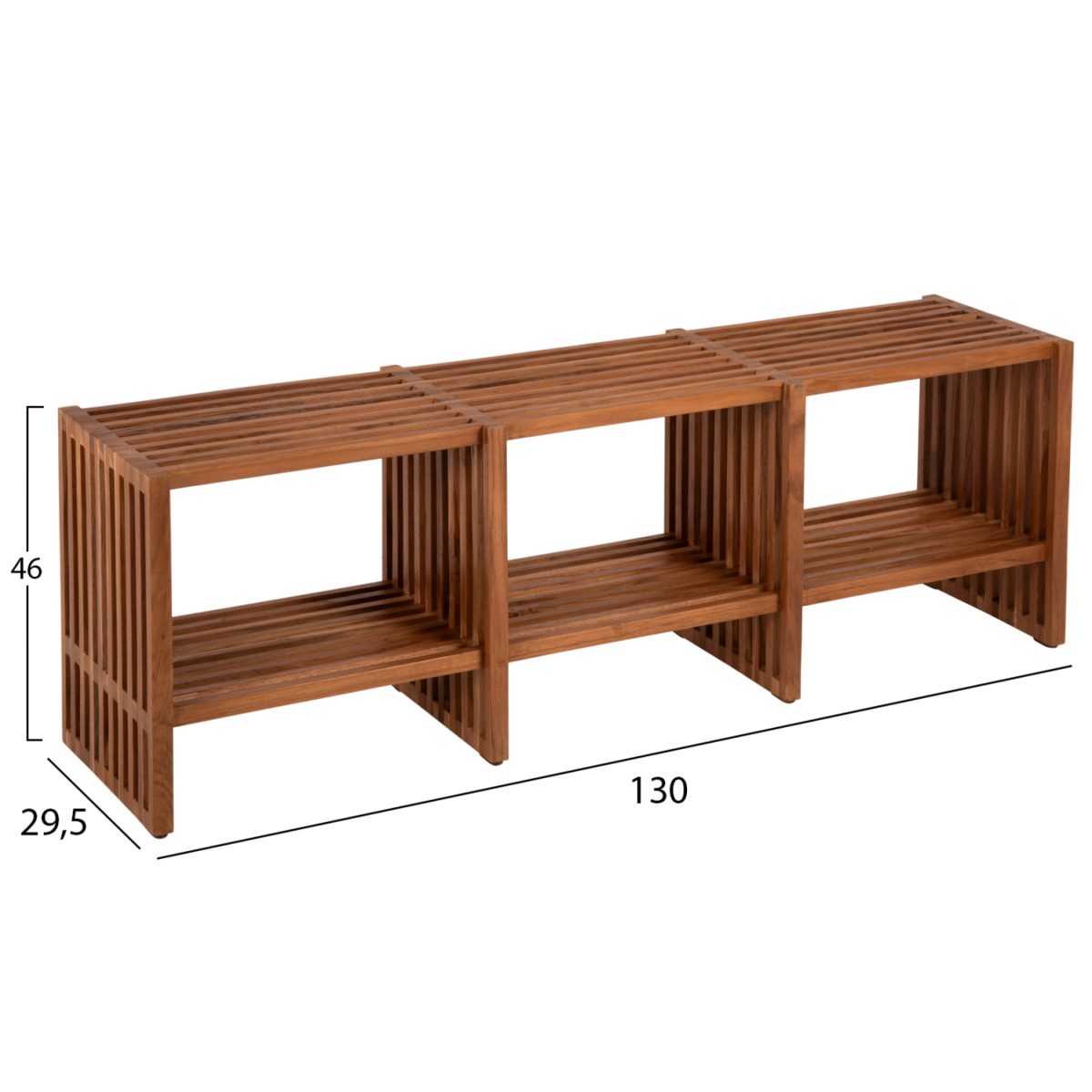 ΚΟΝΣΟΛΑ TV NYA HM9831 ΜΑΣΙΦ ΞΥΛΟ TEAK ΣΕ ΦΥΣΙΚΟ ΧΡΩΜΑ 130x29,5x46Υ εκ. 2