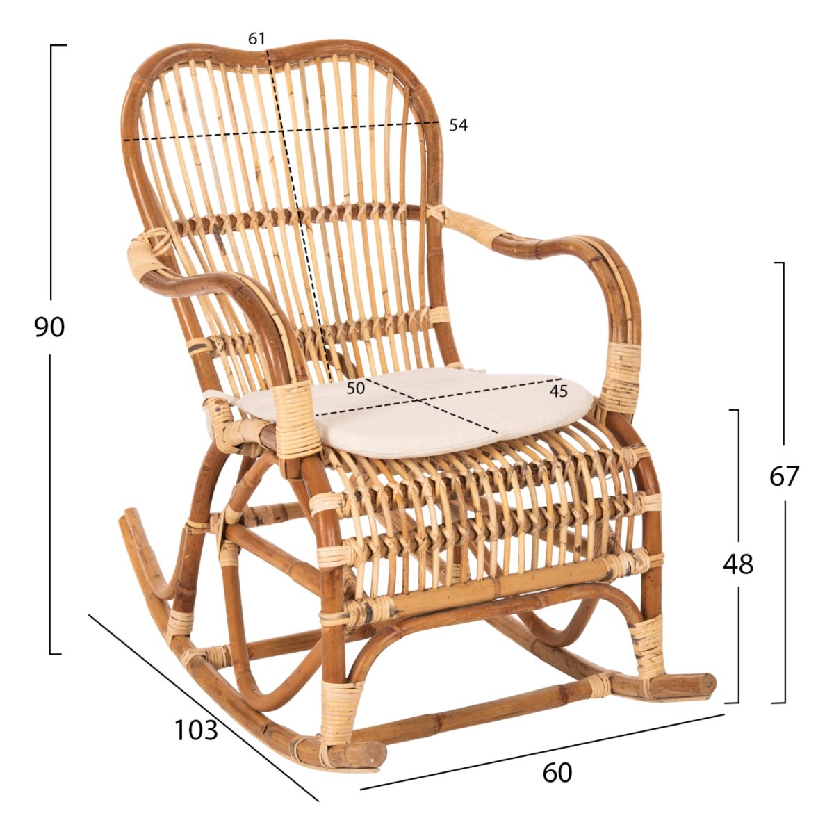 ΚΟΥΝΙΣΤΗ ΠΟΛΥΘΡΟΝΑ ΜΕ ΜΑΞΙΛΑΡΙ SANTA FE RATTAN HM9343 60x103x90Υ εκ. 2