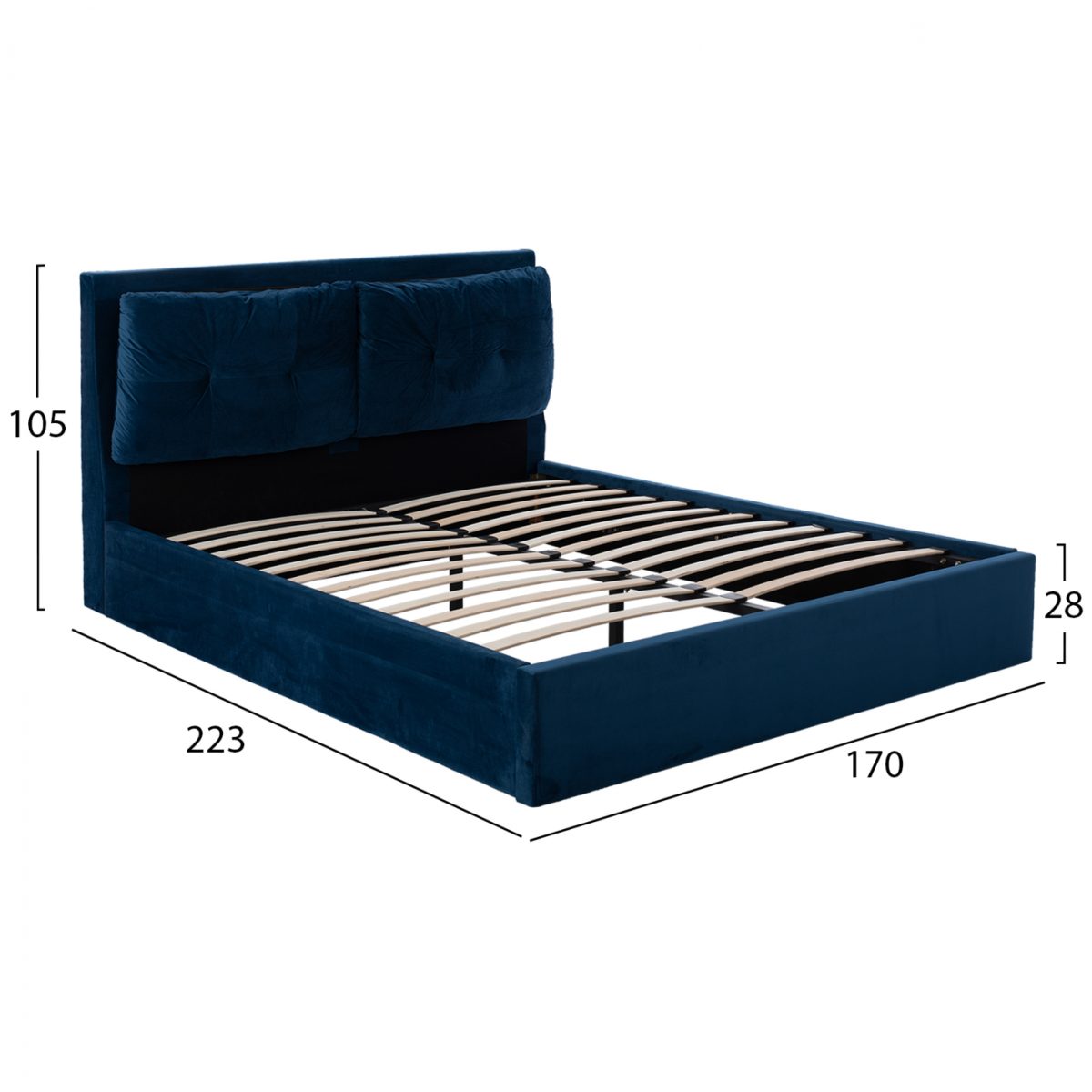 ΚΡΕΒΑΤΙ BILLIE ΒΕΛΟΥΔΟ ΜΠΛΕ ΜΕ ΑΠΟΘΗΚΕΥΤΙΚΟ ΧΩΡΟ ΓΙΑ ΣΤΡΩΜΑ 160Χ200 HM582.18 3