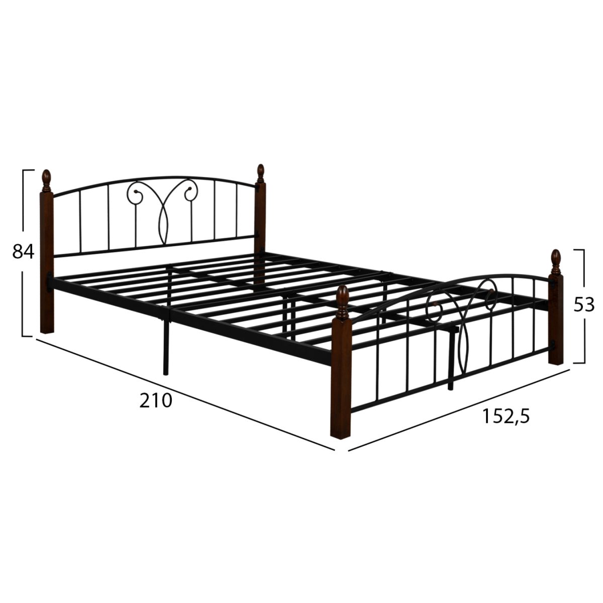 ΚΡΕΒΑΤΙ ΔΙΠΛΟ SUZIE HM585 ΓΙΑ ΣΤΡΩΜΑ 150x200 εκ. ΜΕΤΑΛΛΟ ΞΥΛΟ 3