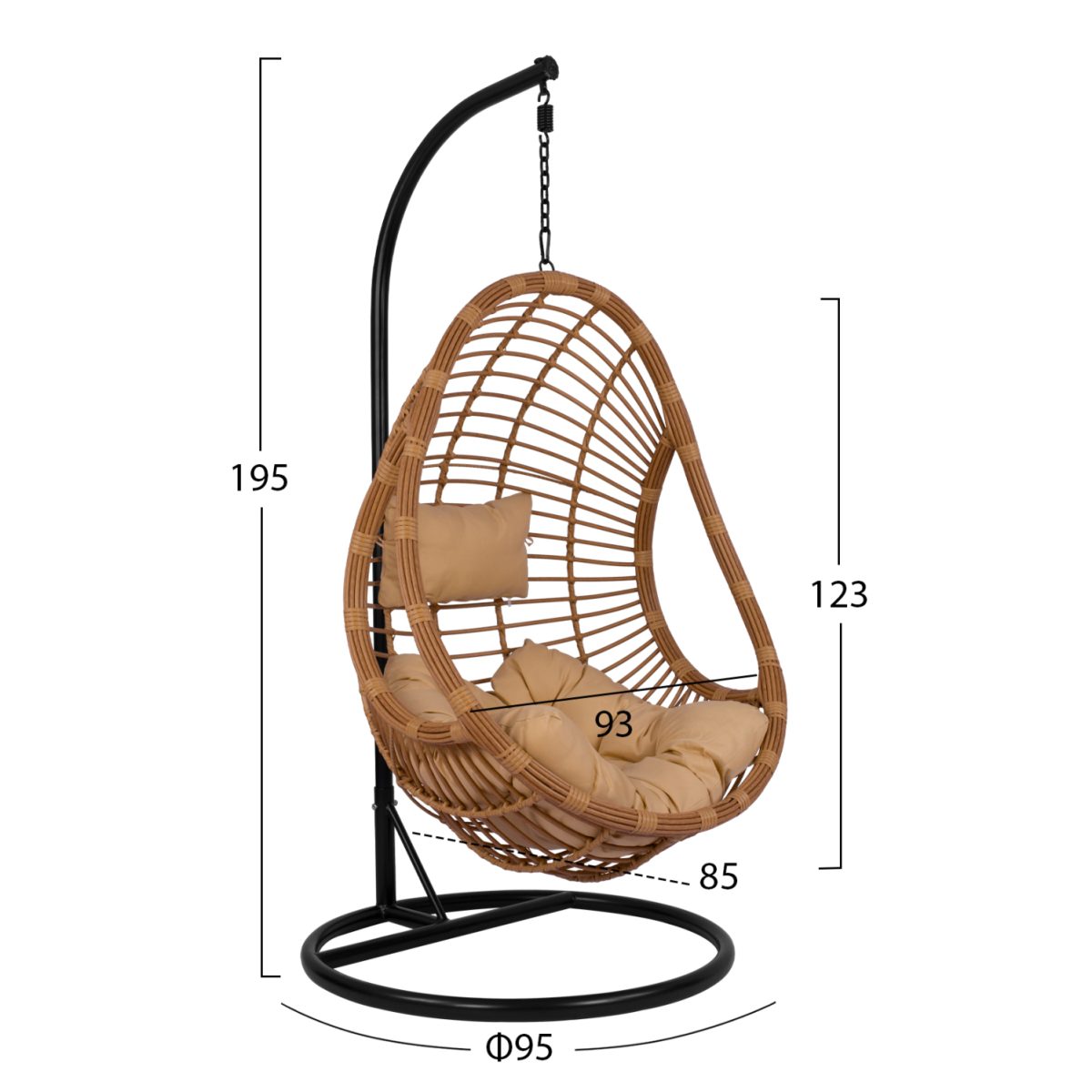 ΚΡΕΜΑΣΤΗ ΠΟΛΥΘΡΟΝΑ ΦΩΛΙΑ CALLIE HM5541.01 ΜΕ WICKER & ΜΑΞΙΛΑΡΙΑ ΜΠΕΖ Φ95Χ195Υ εκ. 2