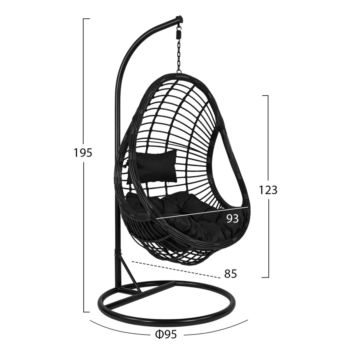 ΚΡΕΜΑΣΤΗ ΠΟΛΥΘΡΟΝΑ ΦΩΛΙΑ CALLIE HM5541.02 ΜΕ ΜΑΥΡΟ WICKER & ΜΑΞΙΛΑΡΙΑ Φ105Χ195Υ εκ. 2