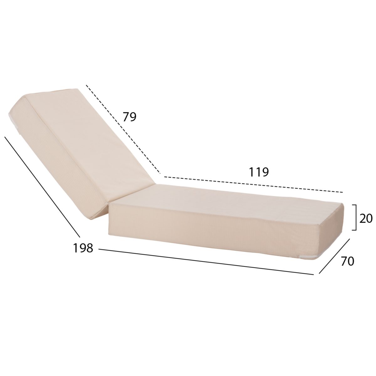 ΜΑΞΙΛΑΡΙ ΞΑΠΛΩΣΤΡΑΣ TEXTILENE SIFNOS ΜΠΕΖ HM11761.02 200(120+80)x70x20Yεκ. 2