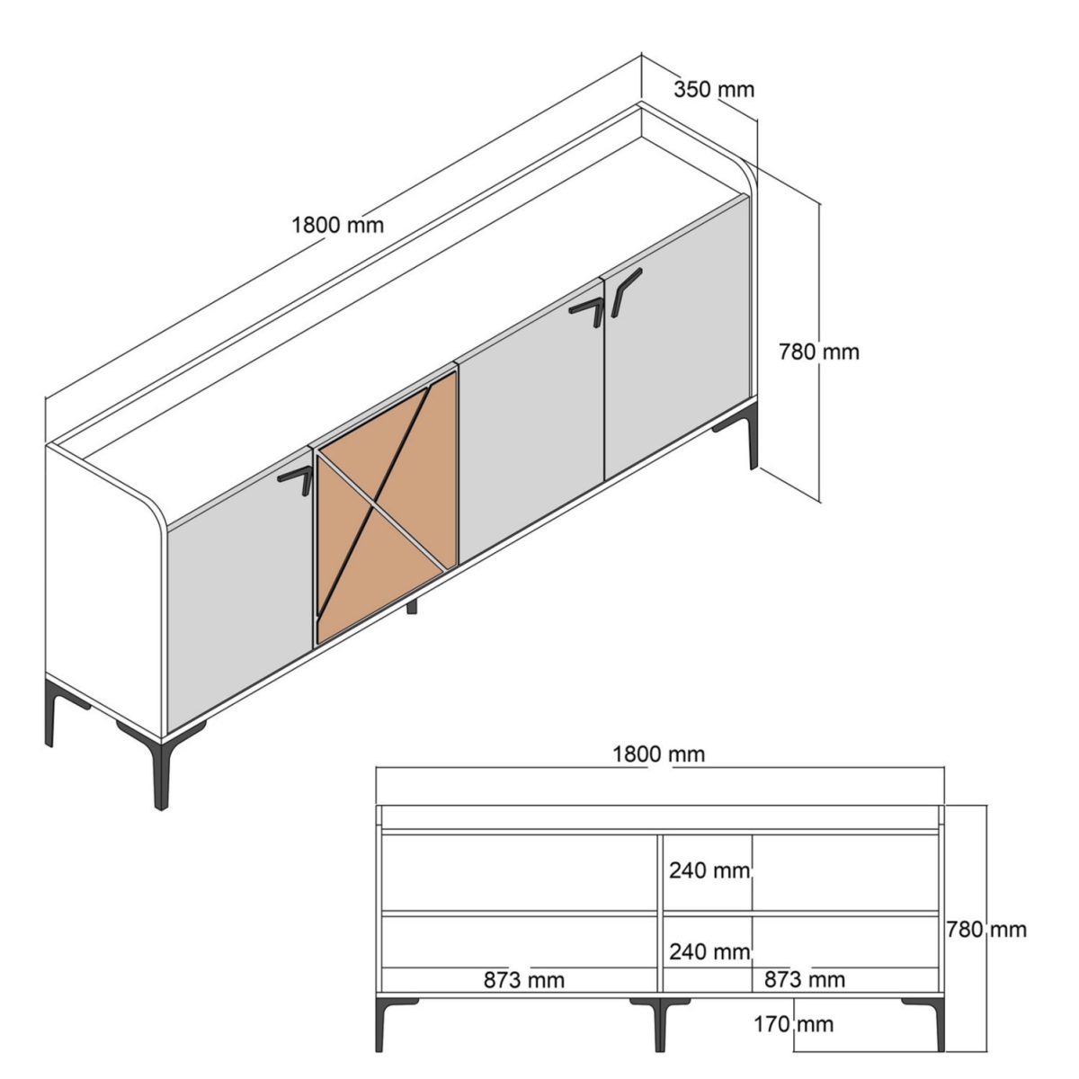 ΜΠΟΥΦΕΣ ΜΕΛΑΜΙΝΗΣ ΚΑΡΥΔΙ ΚΑΙ ΑΝΘΡΑΚΙ 180x35x78Yεκ. HM9433.01 2