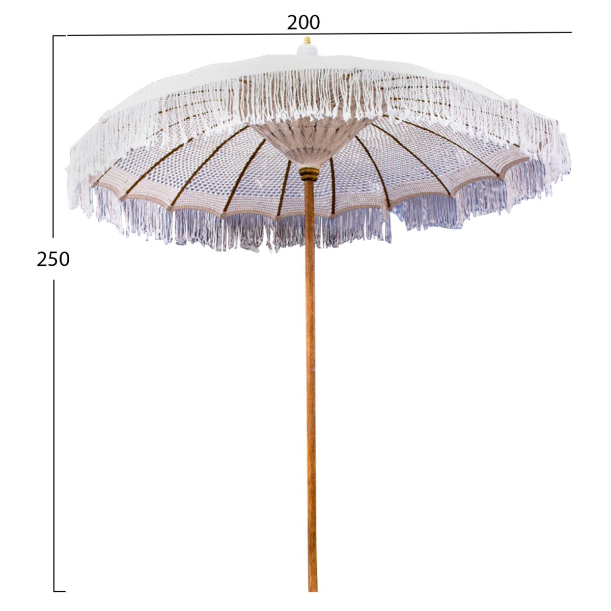 ΟΜΠΡΕΛΑ ΜΠΑΛΙΝΕΖΙΚΗ ΜΑΚΡΑΜΕ ΜΠΕΖ ΞΥΛO TEAK Φ200X250εκ. HM6035.01 2