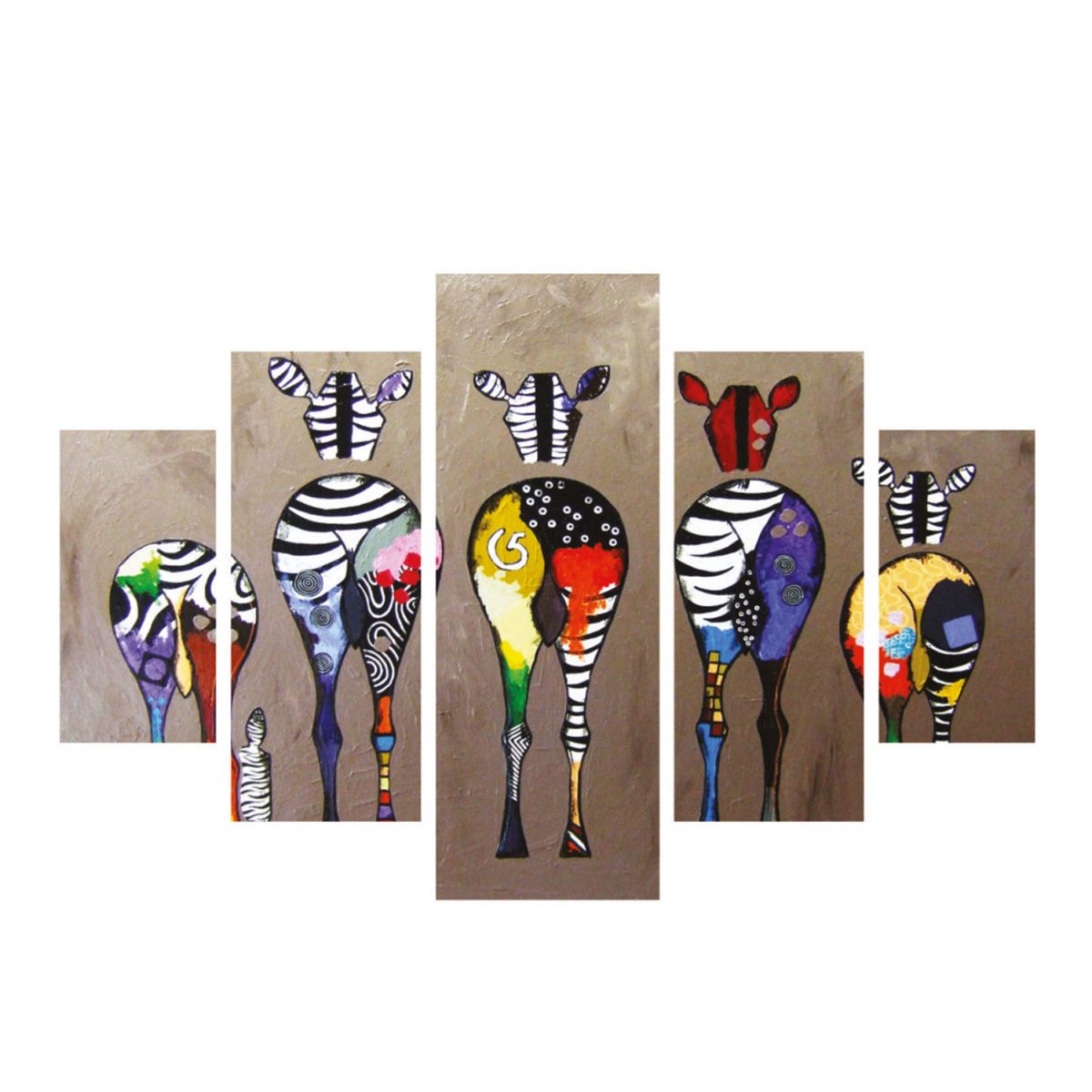 ΠΙΝΑΚΑΣ ΠΕΝΤΑΠΤΥΧΟ MDF COLORFUL ZEBRAS 82Χ56x3 HM7207.03 1