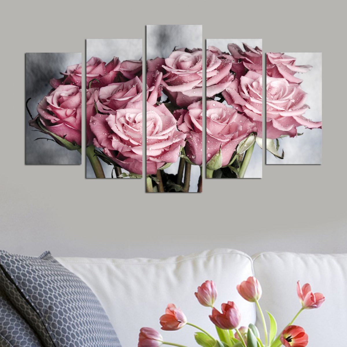 ΠΙΝΑΚΑΣ ΠΕΝΤΑΠΤΥΧΟ MDF ENGLISH ROSES HM7206.02 100x60x0,3 εκ. 3