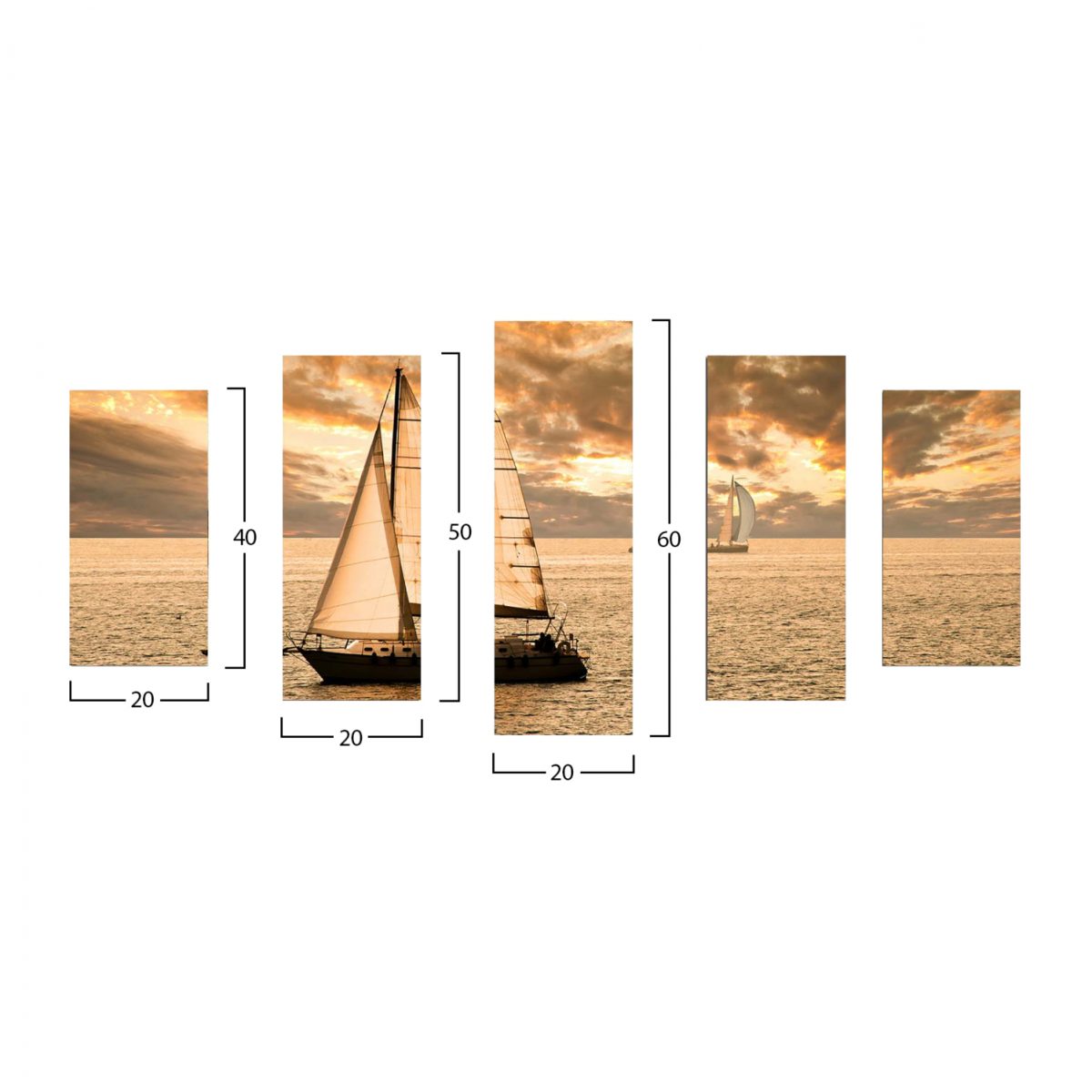 ΠΙΝΑΚΑΣ ΠΕΝΤΑΠΤΥΧΟ MDF SUNSET SAILING HM7206.01 100X0,3X60 εκ. 2