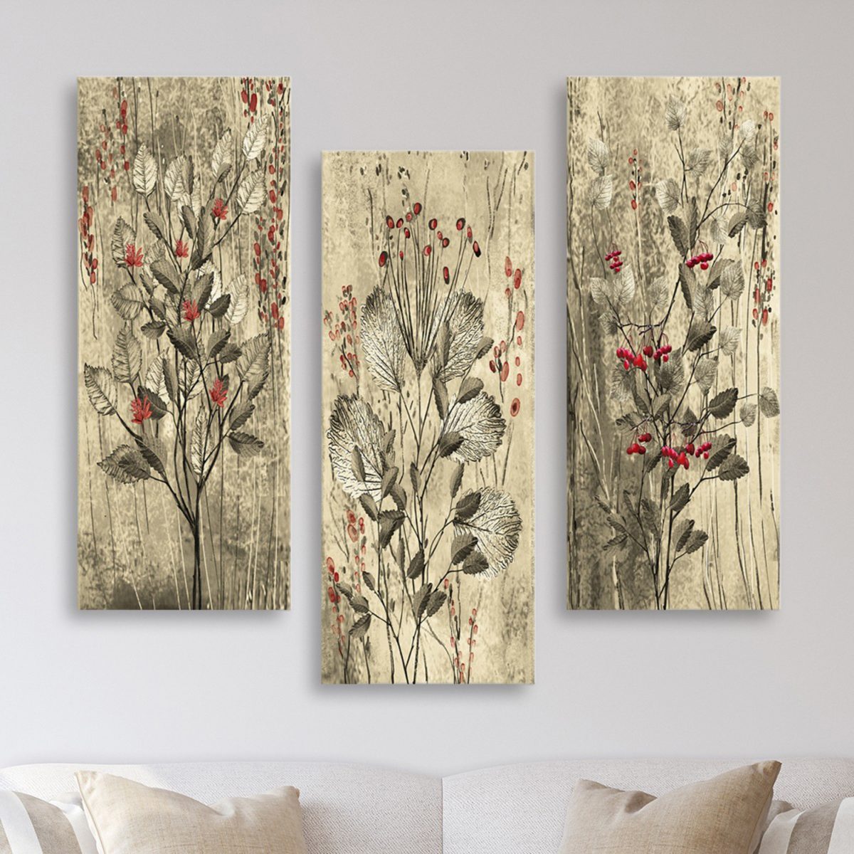 ΠΙΝΑΚΑΣ ΤΡΙΠΤΥΧΟ MDF RED FLOWERS AND BERRIES HM7204.01 60x50x0,3 εκ. 3