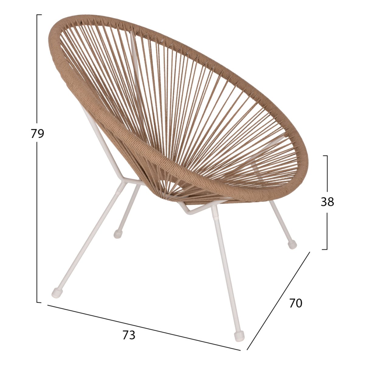 ΠΟΛΥΘΡΟΝΑ ACAPULCO Τ. ΦΩΛΙΑ ΜΕΤΑΛΛΟ ΛΕΥΚΟ ΜΕ TWISTED WICKER HM5871.02 70x73x79 εκ. 2