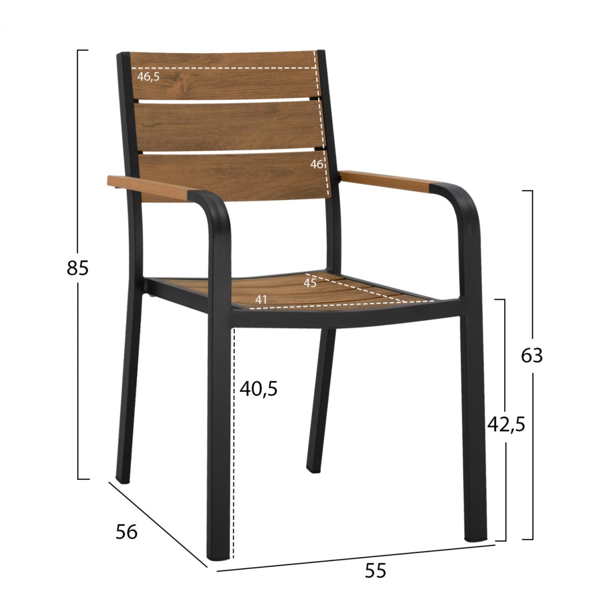 ΠΟΛΥΘΡΟΝΑ ΑΛΟΥΜΙΝΙΟΥ SAGA ΑΝΘΡΑΚΙ ΜΕ POLYWOOD HM5127.02 55x56x85Υεκ. 2