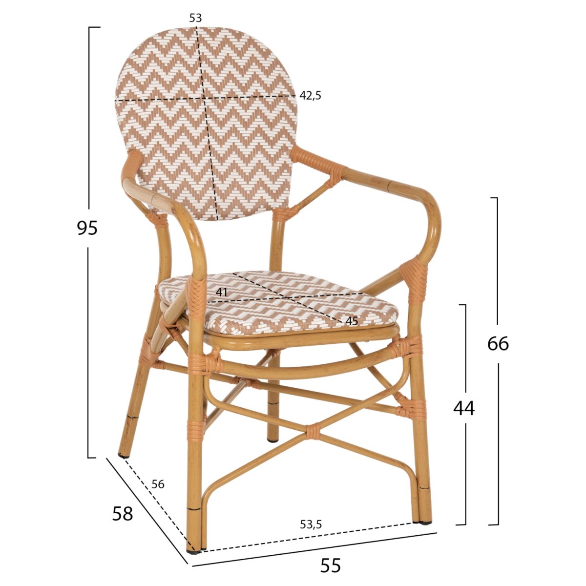 ΠΟΛΥΘΡΟΝΑ ΑΛΟΥΜΙΝΙΟΥ BAMBOO LOOK ΦΥΣΙΚΟ - ΛΕΥΚΟ HM5928.03 55x58x95 εκ. 2