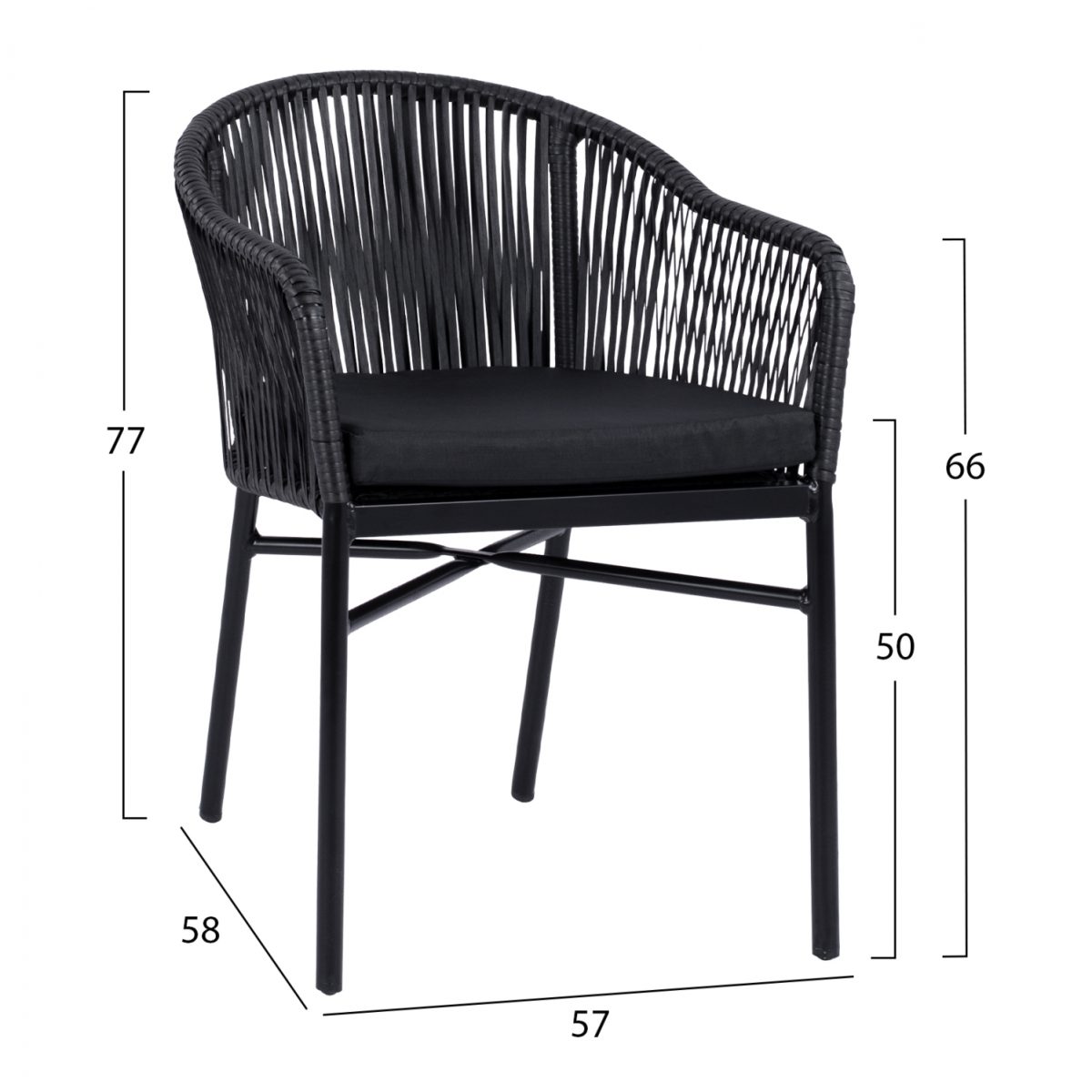 ΠΟΛΥΘΡΟΝΑ ΑΛΟΥΜΙΝΙΟΥ RAFAEL HM5698.02 ΜΑΥΡΗ & ΜΕ ΜΑΥΡΟ WICKER 57x58x77Υ εκ. 2