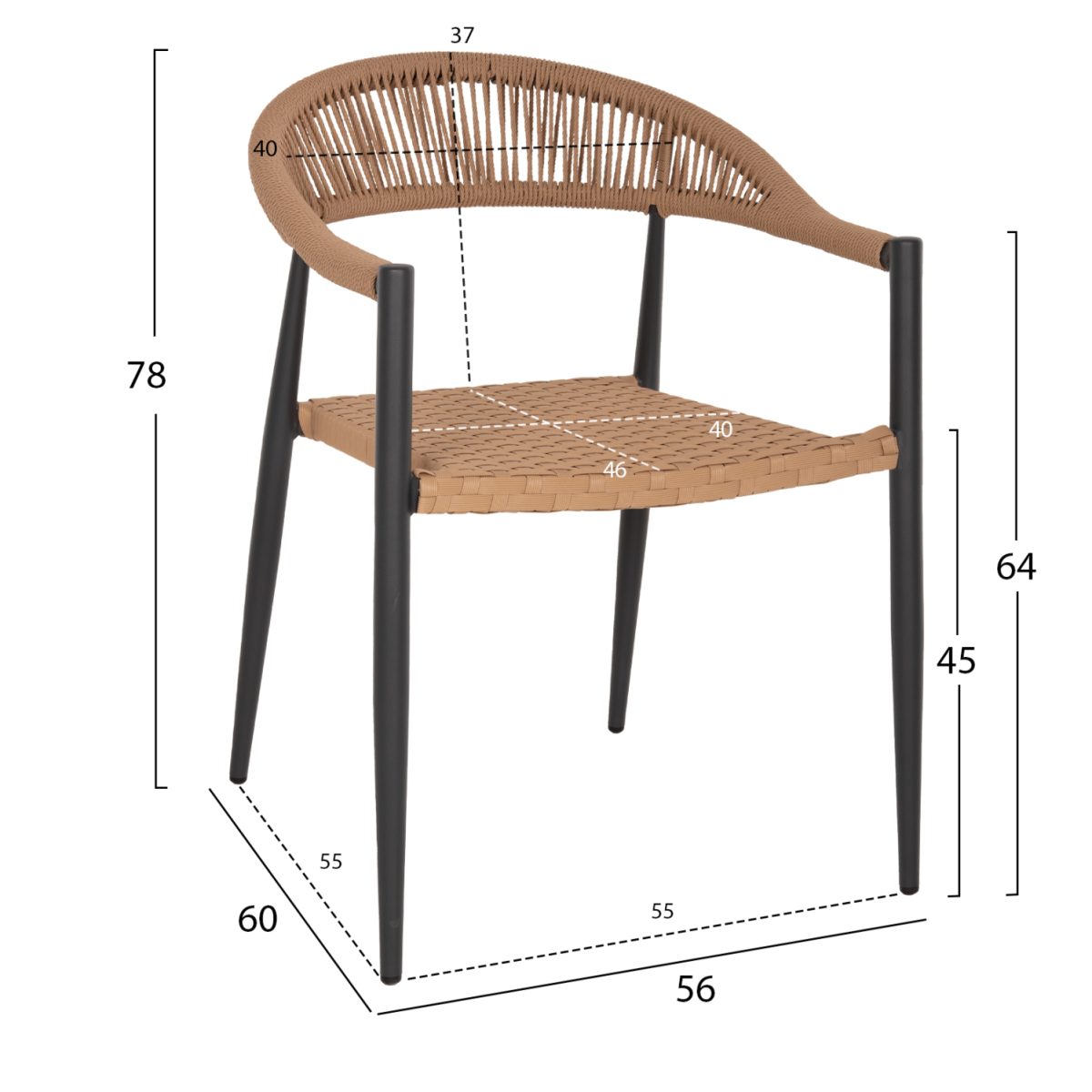 ΠΟΛΥΘΡΟΝΑ ΑΛΟΥΜΙΝΙΟΥ HM5854.12 ΑΝΘΡΑΚΙ PΕ RATTAN ΜΠΕΖ 56x60x78 εκ. 2