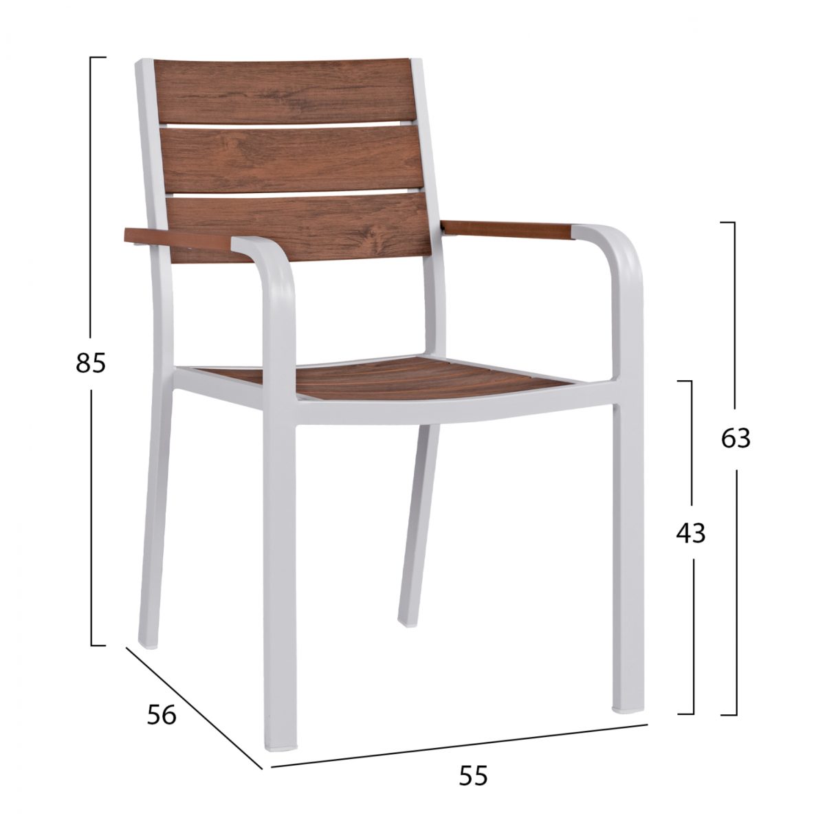 ΠΟΛΥΘΡΟΝΑ ΑΛΟΥΜΙΝΙΟΥ SAGA ΛΕΥΚΗ ΜΕ POLYWOOD HM5127.01 55x56x85Υ εκ. 2