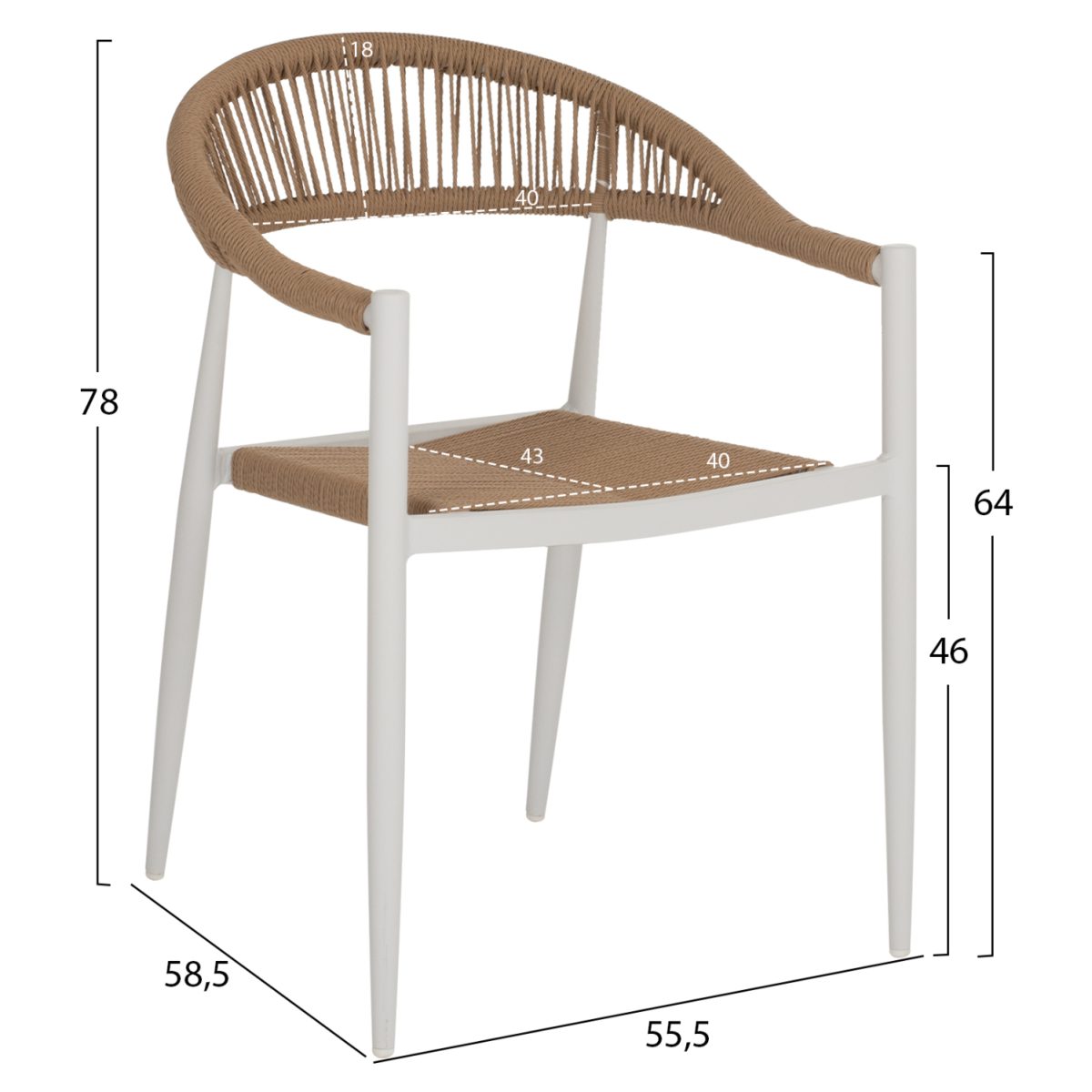 ΠΟΛΥΘΡΟΝΑ ΑΛΟΥΜΙΝΙΟΥ GRET HM5854.01 ΛΕΥΚΗ PE RATTAN ΜΠΕΖ 56x55,5x78Υεκ. 2