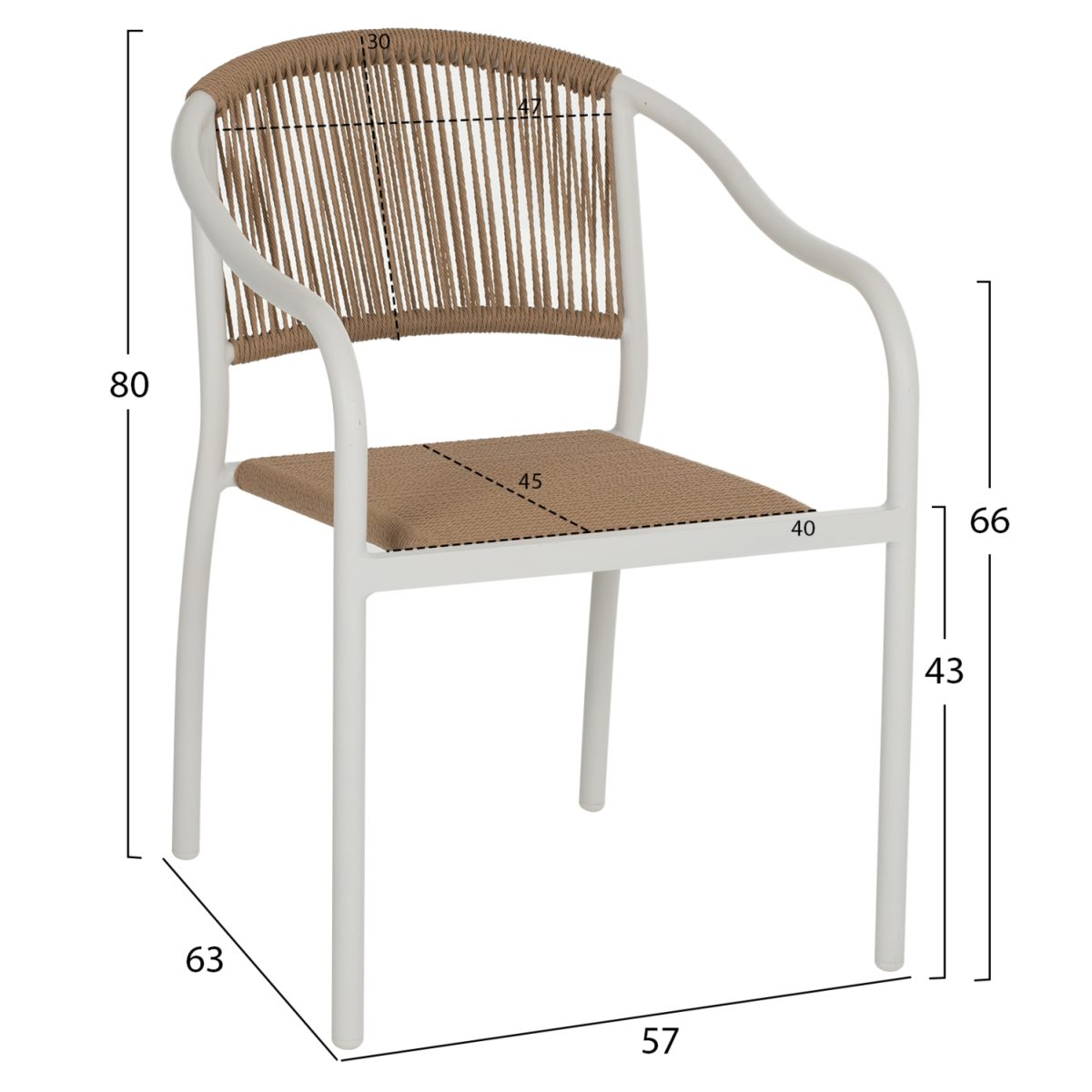 ΠΟΛΥΘΡΟΝΑ ΑΛΟΥΜΙΝΙΟΥ ΛΕΥΚΟ ΜΕ PE RATTAN WICKER HM5856.01 57x63x80Yεκ. 2