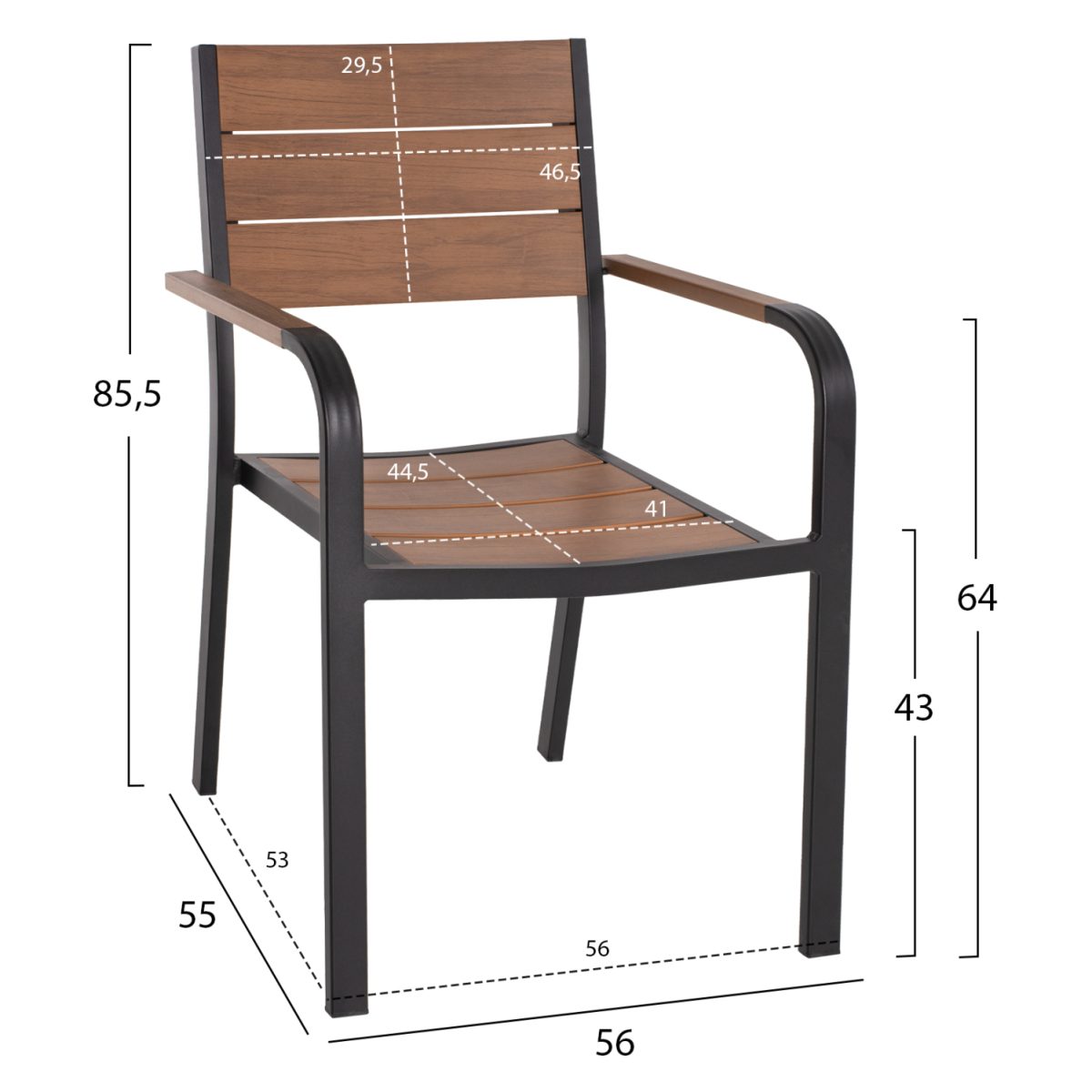 ΠΟΛΥΘΡΟΝΑ ΑΛΟΥΜΙΝΙΟΥ SAGA ΜΑΥΡΗ ΜΕ POLYWOOD HM5127.03 56x55x85,5Yεκ. 2