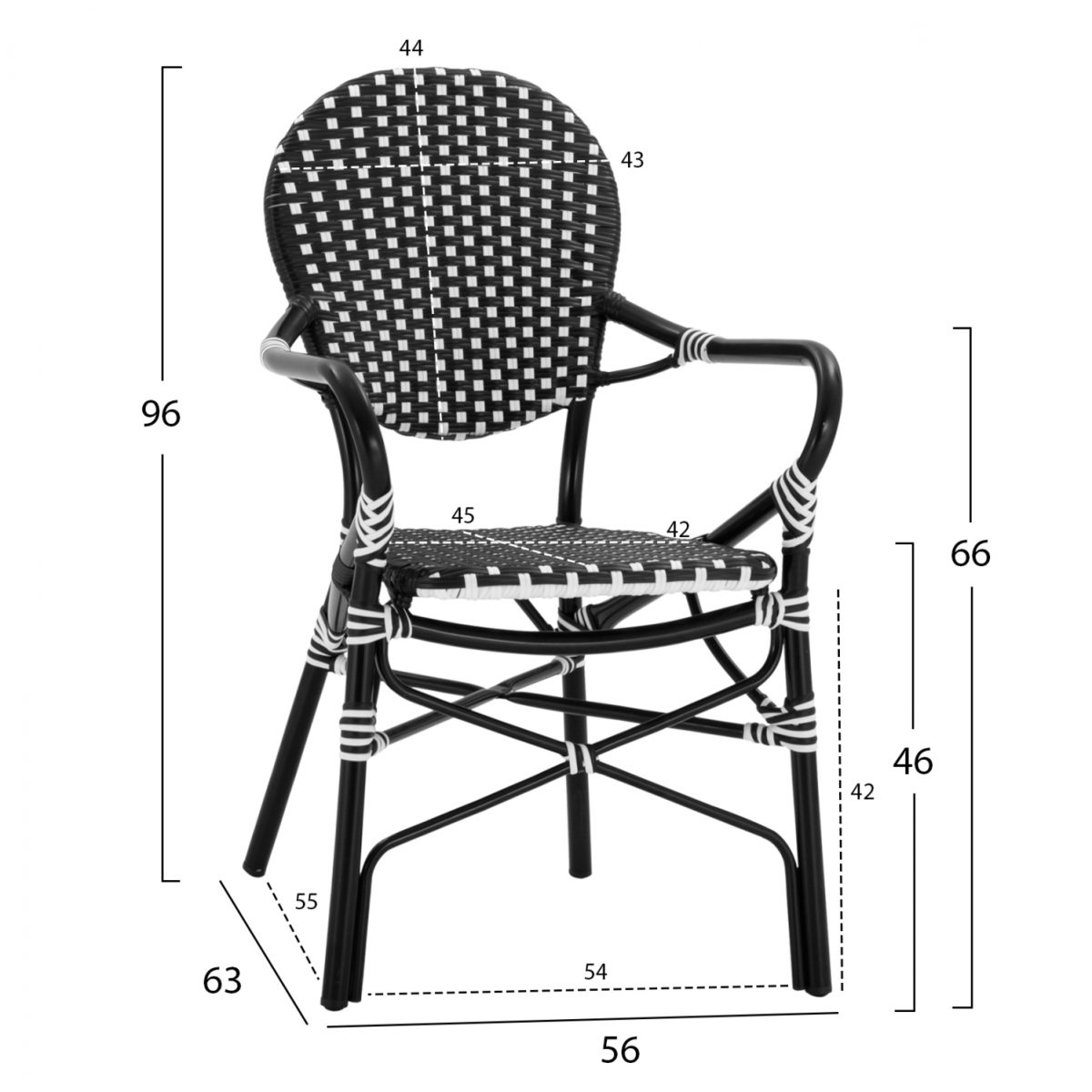 ΠΟΛΥΘΡΟΝΑ ΑΛΟΥΜΙΝΙΟΥ BAMBOO LOOK ΜΕ ΜΑΥΡΟ ΛΕΥΚΟ WICKER HM5793.02 56X63X96Y εκ. 2