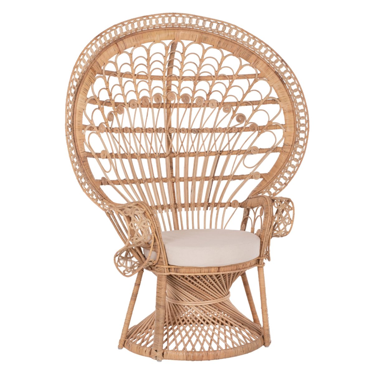 ΠΟΛΥΘΡΟΝΑ ROYAL PEACOCK HM9342 RATTAN ΣΕ ΦΥΣΙΚΟ-ΜΑΞΙΛΑΡΙ ΜΠΕΖ 114x72x150Yεκ. 1