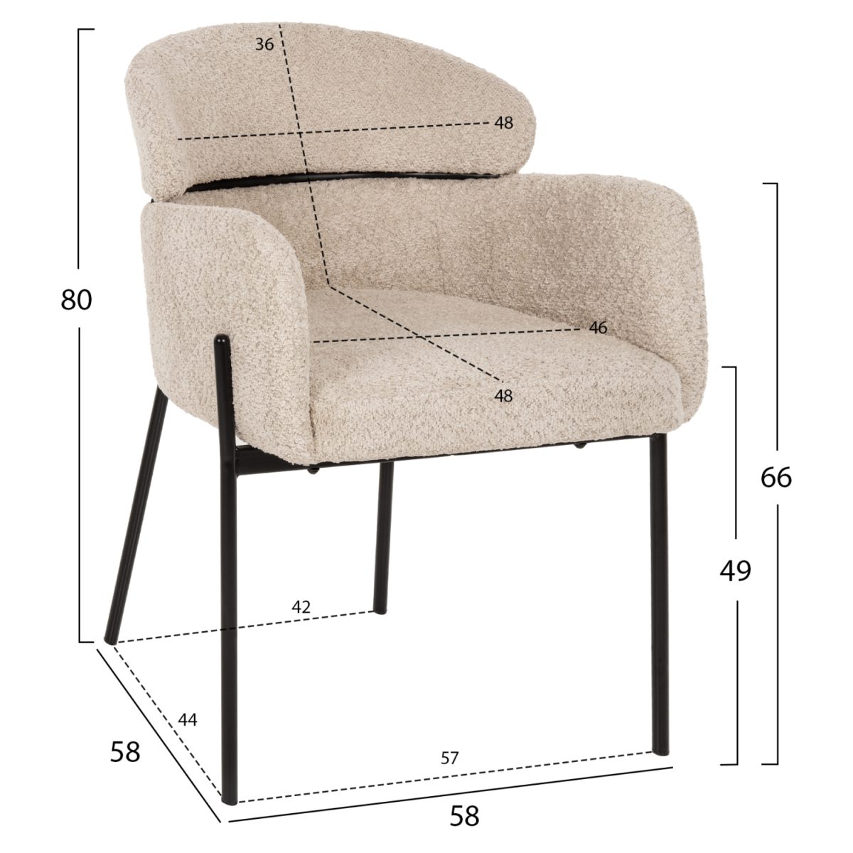 ΠΟΛΥΘΡΟΝΑ WOLF HM8583.02 ΕΚΡΟΥ ΥΦΑΣΜΑ ΜΠΟΥΚΛΕ ΜΕ ΜΕΤΑΛΛΙΚΑ ΠΟΔΙΑ 58x58x80Yεκ. 2