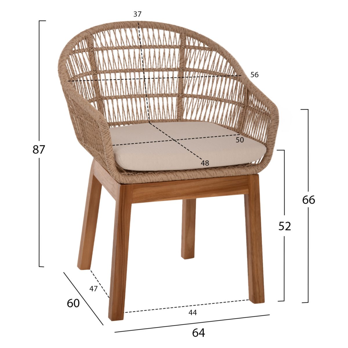 ΠΟΛΥΘΡΟΝΑ AMORA HM9567 TEAK ΠΟΔΙΑ ΣΚΕΛΕΤΟΣ ΑΛΟΥΜΙΝΙΟΥ & POLYRATTAN 64x60x87Yεκ. 2