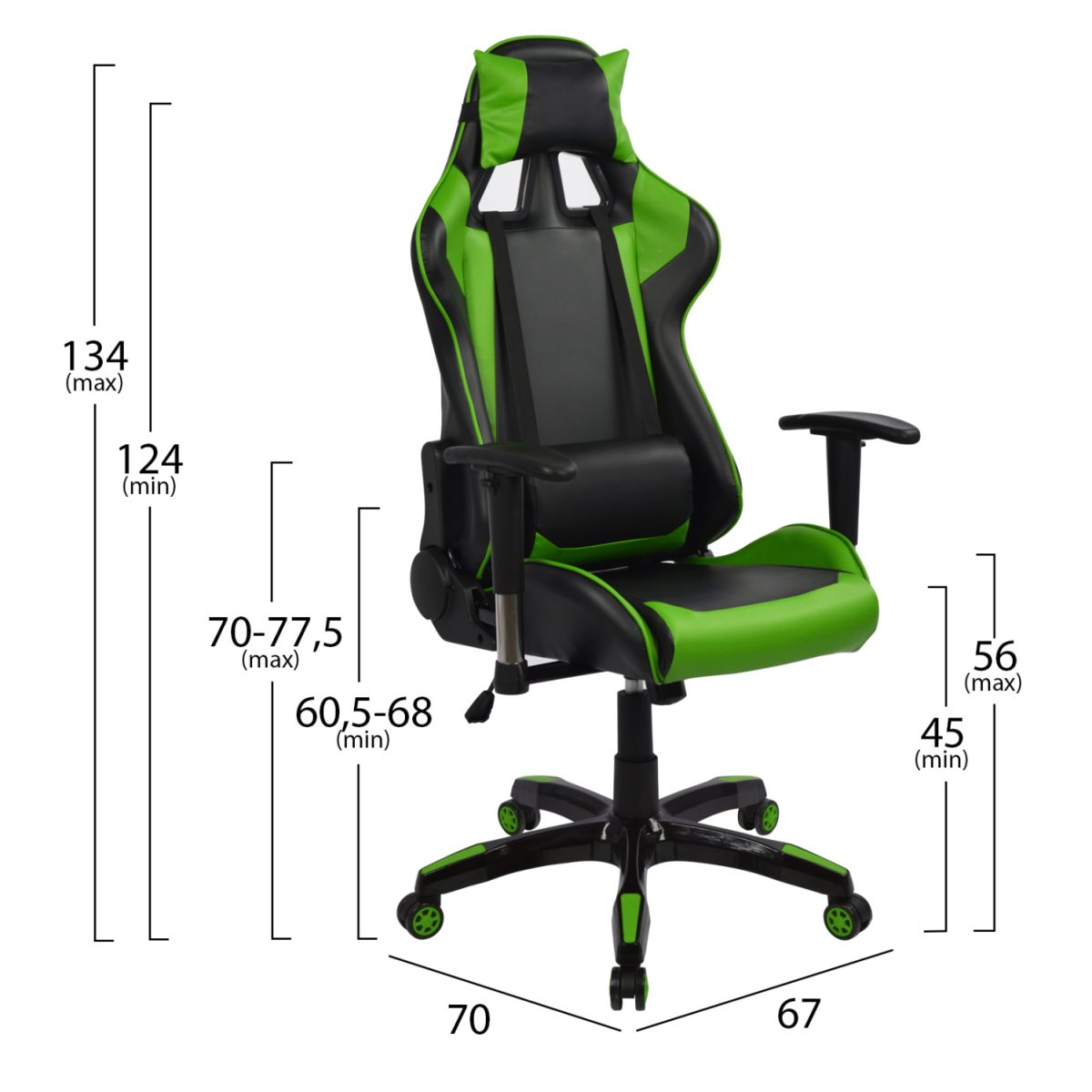ΠΟΛΥΘΡΟΝΑ GAMING RACING HM1056.03 ΜΑΥΡΟ - ΠΡΑΣΙΝΟ PU 67x70x134 εκ. 2