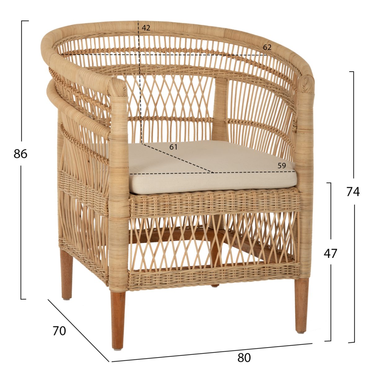 ΠΟΛΥΘΡΟΝΑ MALAWI HM9635.04 ΞΥΛΟ ΜΑΟΝΙ ΕΠΕΝΔΥΣΗ RATTAN ΛΕΥΚΟ ΜΑΞΙΛΑΡΙ ΚΑΘΙΣΜΑΤΟΣ 80x70x86Υεκ. 2