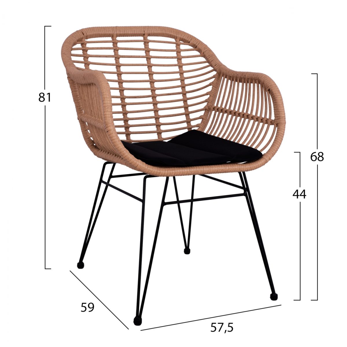 ΠΟΛΥΘΡΟΝΑ ΜΕ ΜΑΞΙΛΑΡΙ ΜΕΤΑΛΛΙΚΗ ALLEGRA HM5450 ΜΕ WICKER ΜΠΕΖ 57,5x59x81Υ εκ. 2