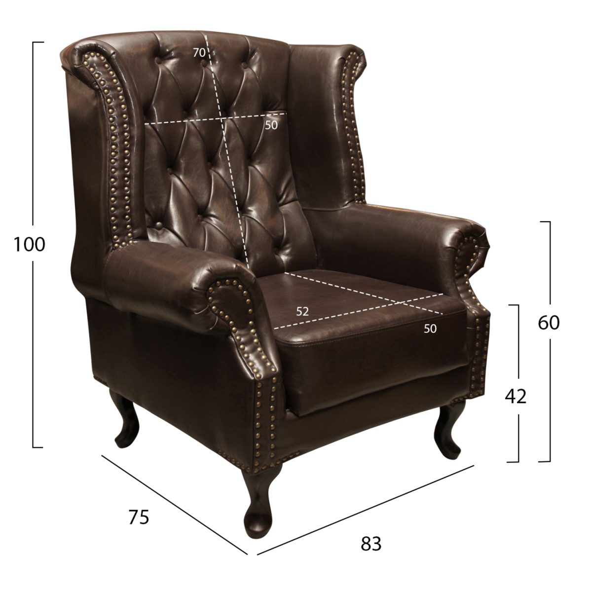 ΠΟΛΥΘΡΟΝΑ-ΜΠΕΡΖΕΡΑ T.CHESTERFIELD POLINA HM0053.01 PU ΣΚ.ΚΑΦΕ 83x75x107 εκ. 2