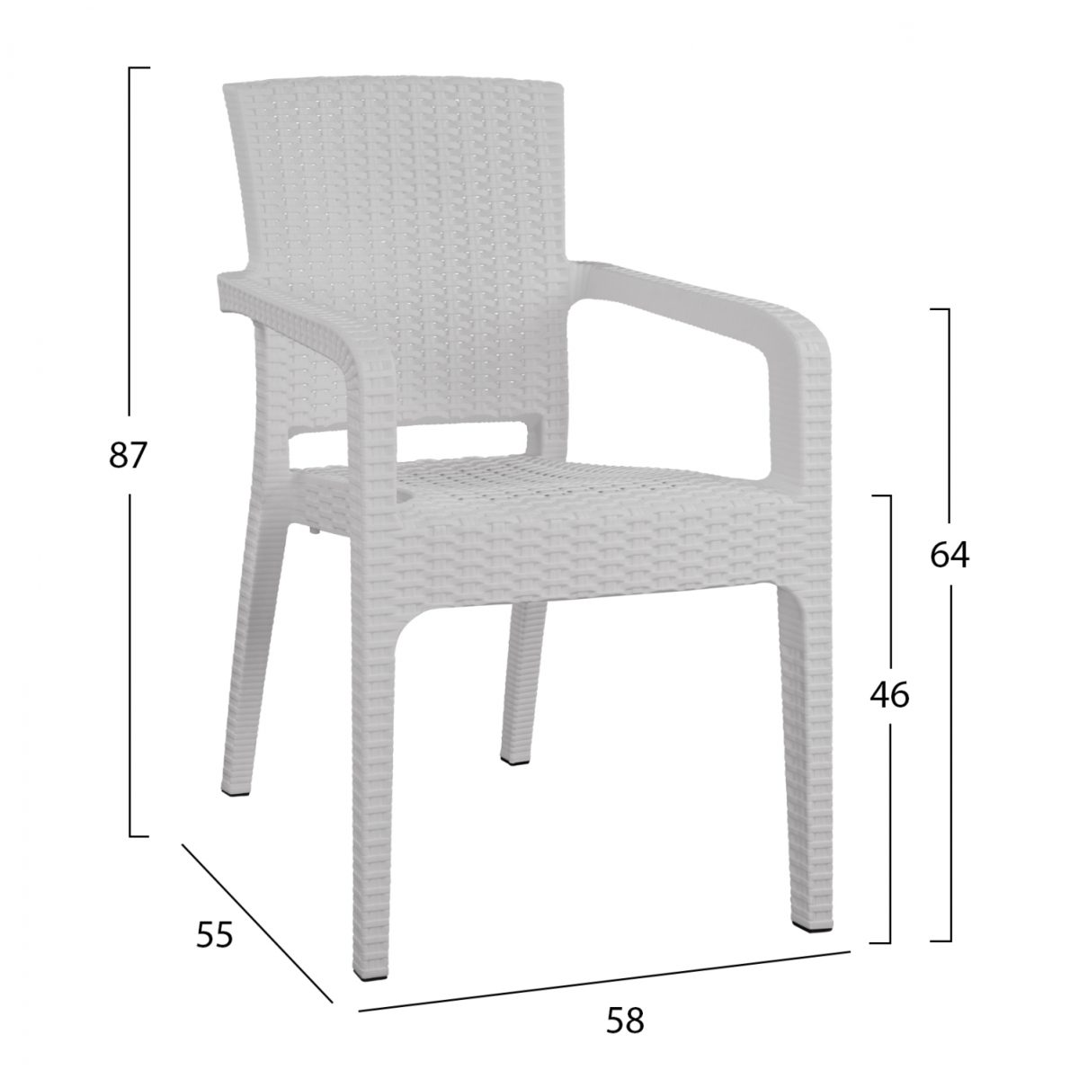 ΠΟΛΥΘΡΟΝΑ ΠΟΛΥΠΡΟΠΥΛΕΝΙΟΥ RATTAN HM5590.04 ΧΡΩΜΑ ΛΕΥΚΟ 58x55x87 cm. 2